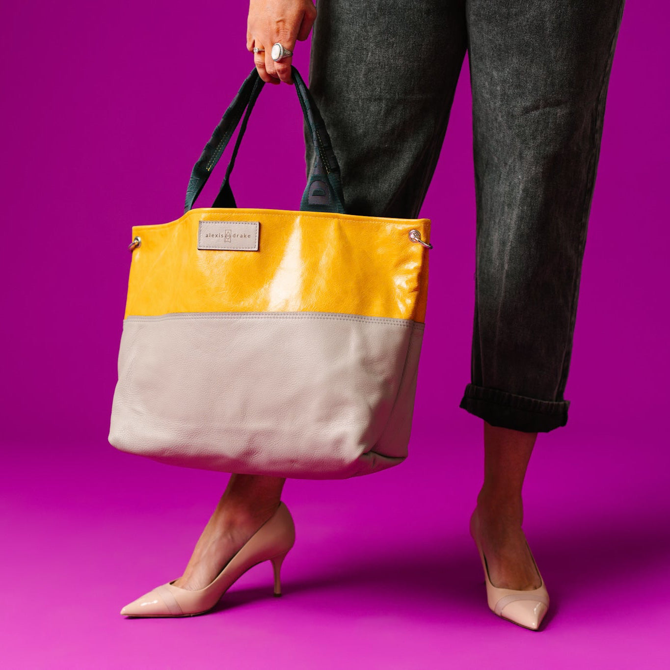 Relaxed Riviera Collection | Charlotte Shoulder Tote | Sunrise Yellow + Linen Gray