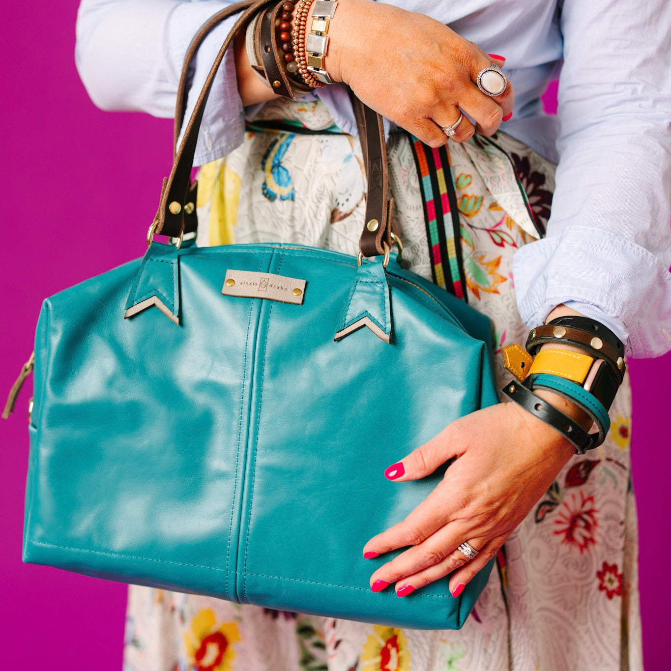 Relaxed Riviera Collection | Eliza Satchel + Shoulder Tote | Lagoon Blue