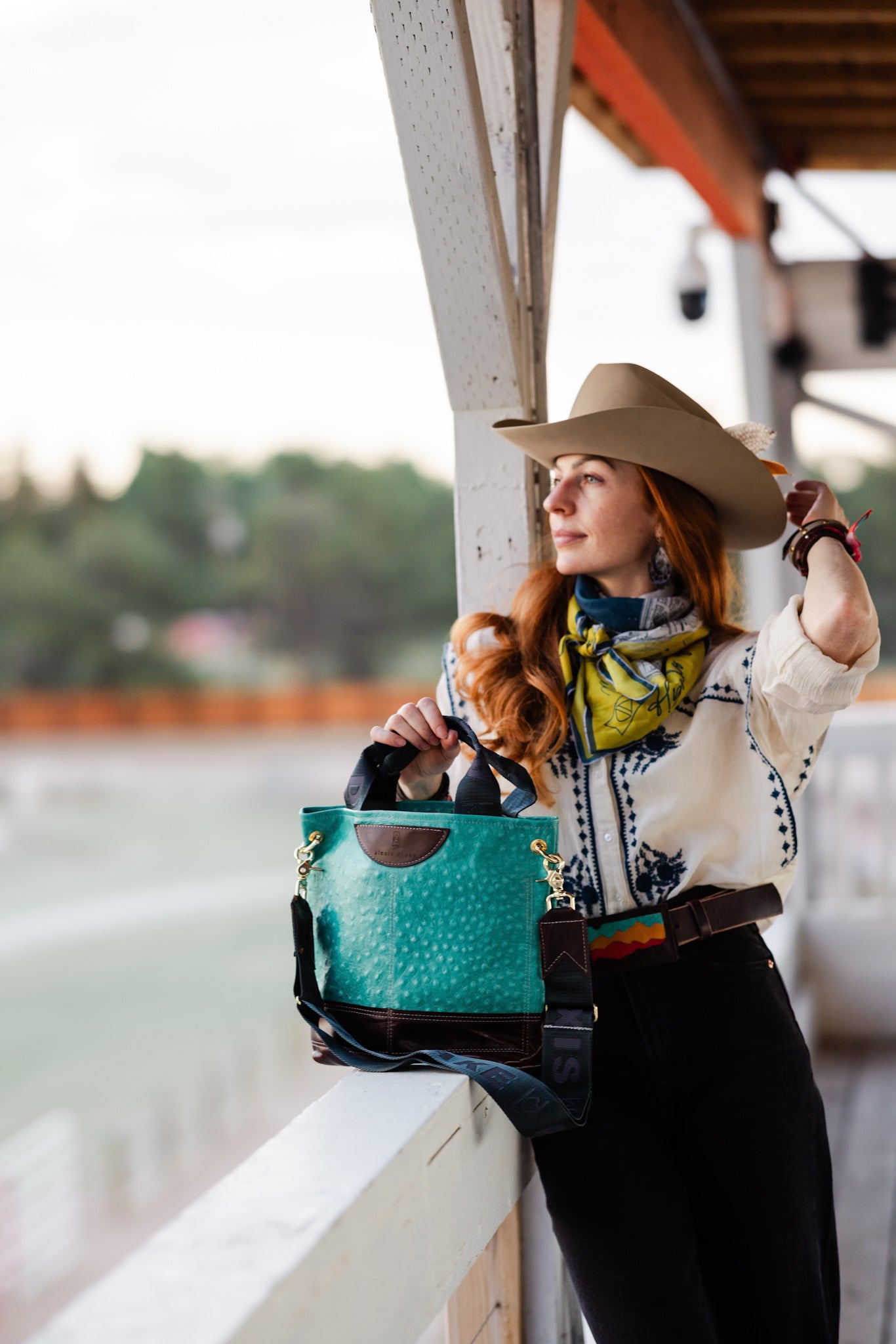 Arena Tradition Collection | Tivoli Shoulder Tote | Cactus Ostrich + Rocky