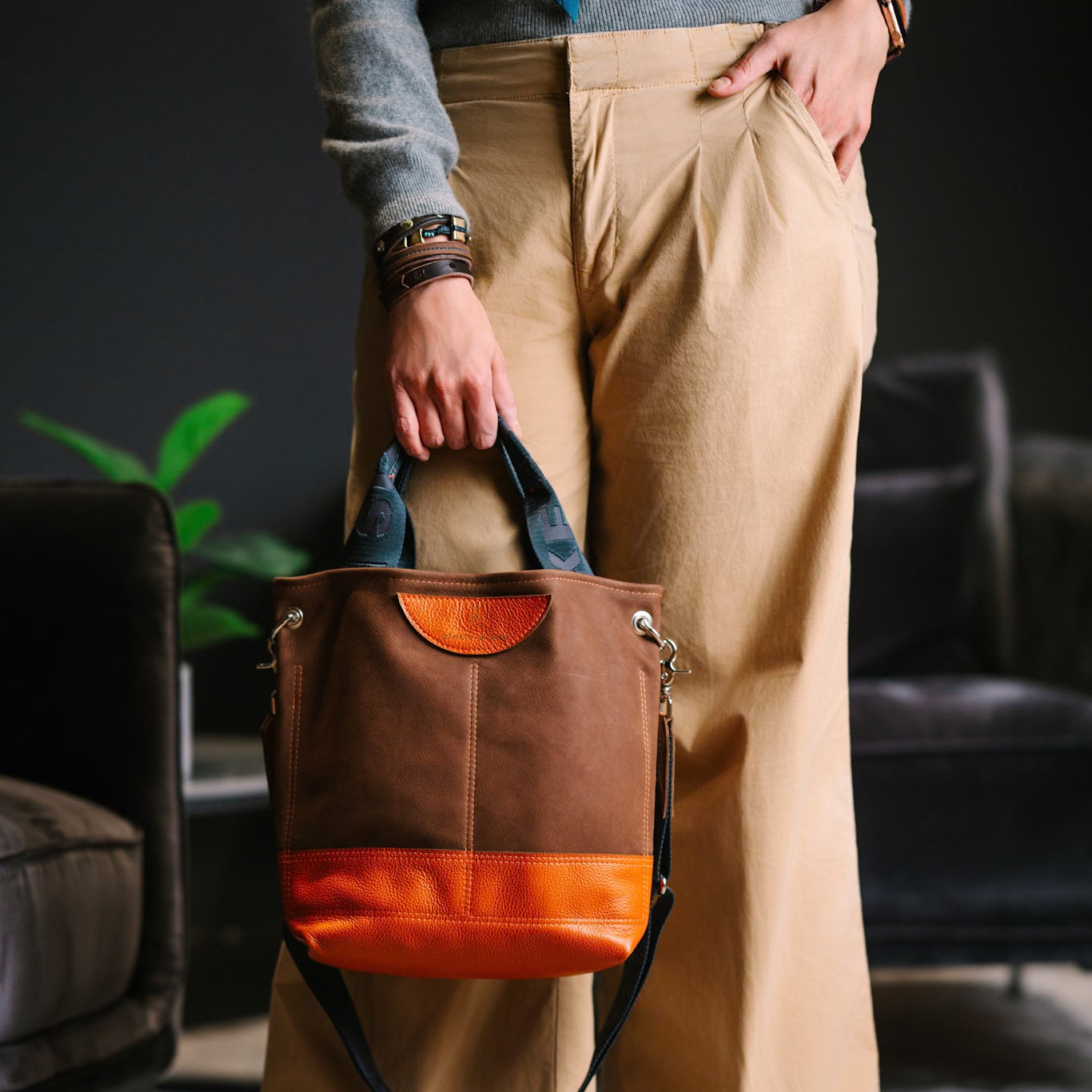 Autumn Reverie Collection | Tivoli Shoulder Tote | Mocha Suede + Rust Pebble