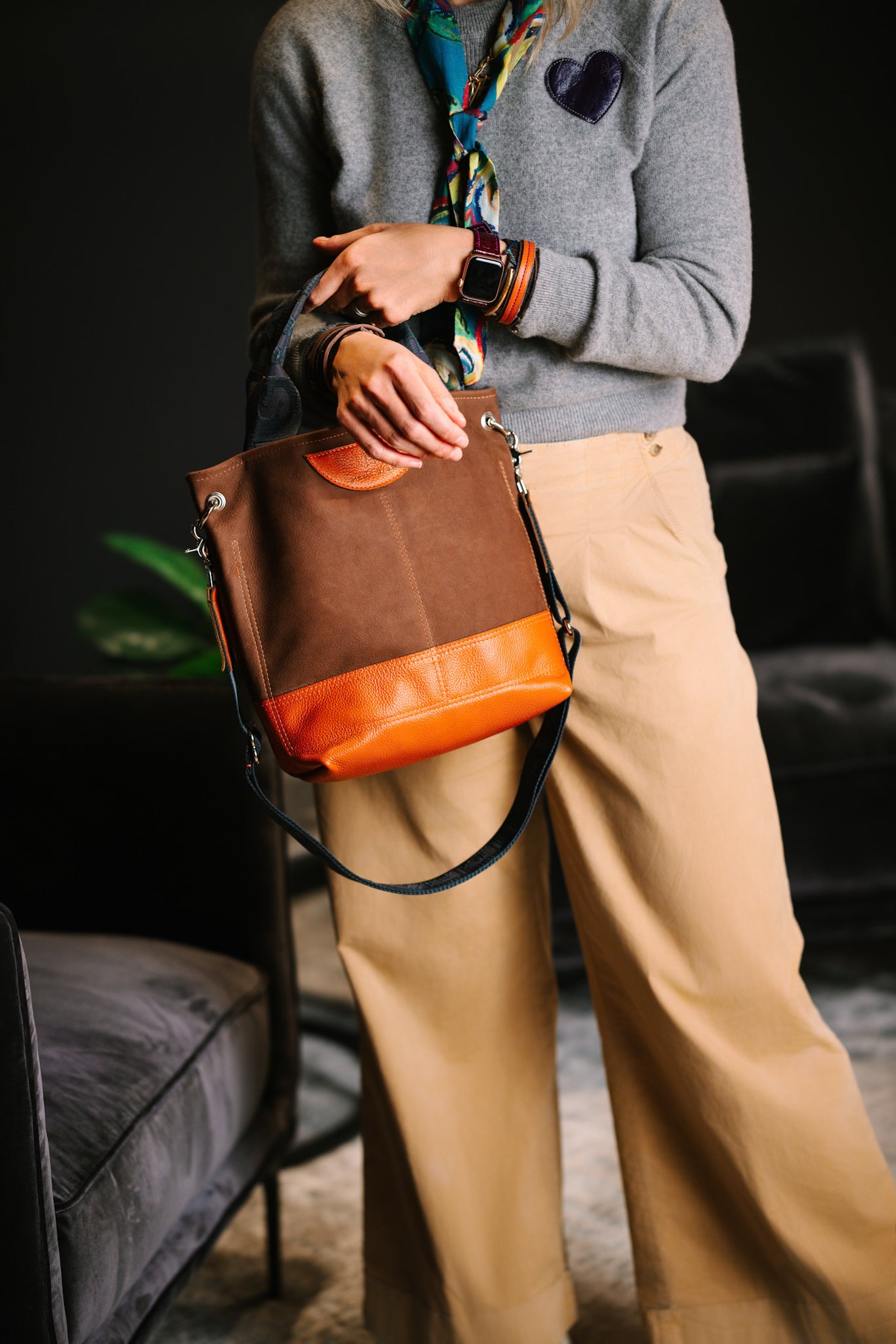 Autumn Reverie Collection | Tivoli Shoulder Tote | Mocha Suede + Rust Pebble