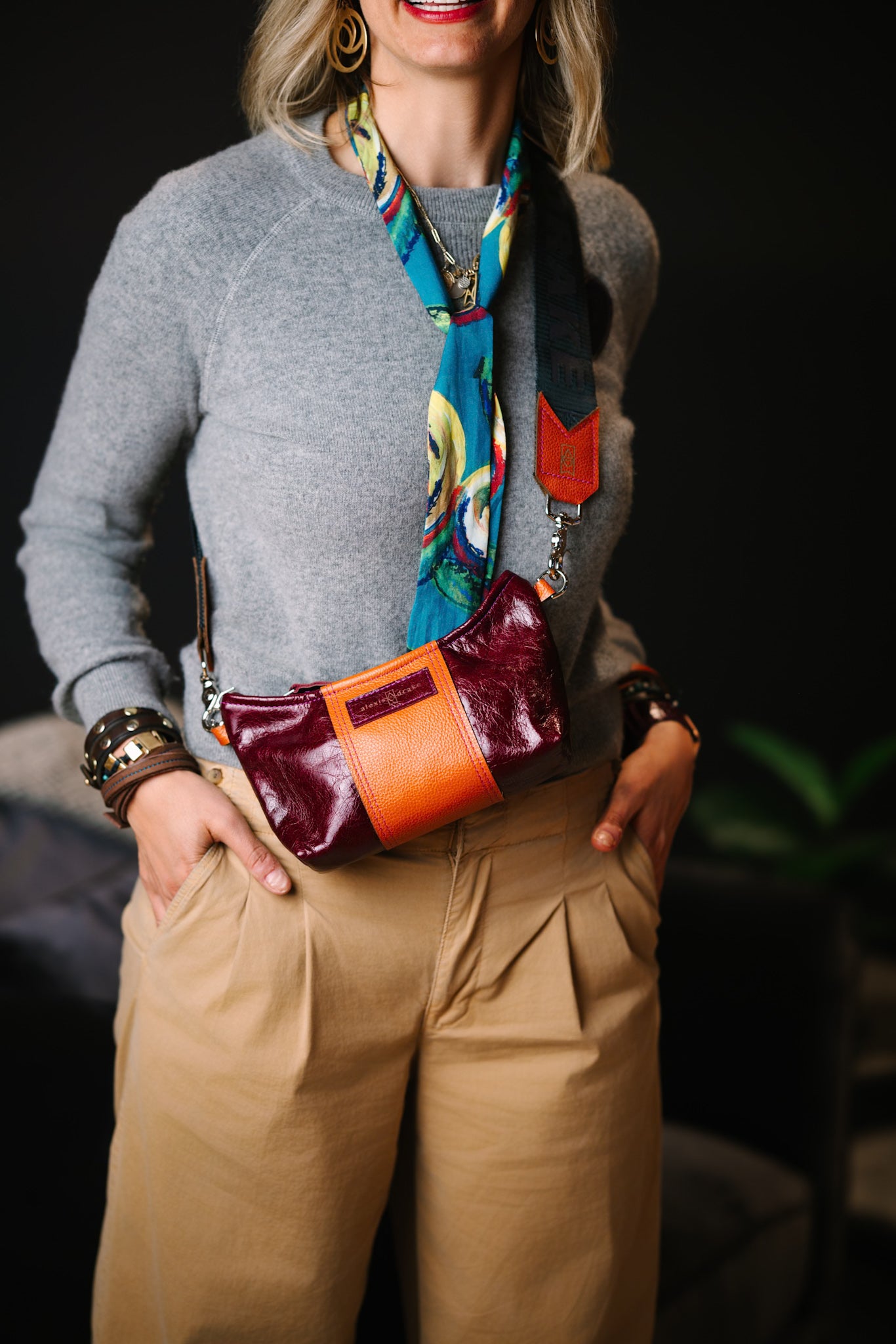 Autumn Reverie Collection | Penelope Crossbody | Plum + Rust Pebble