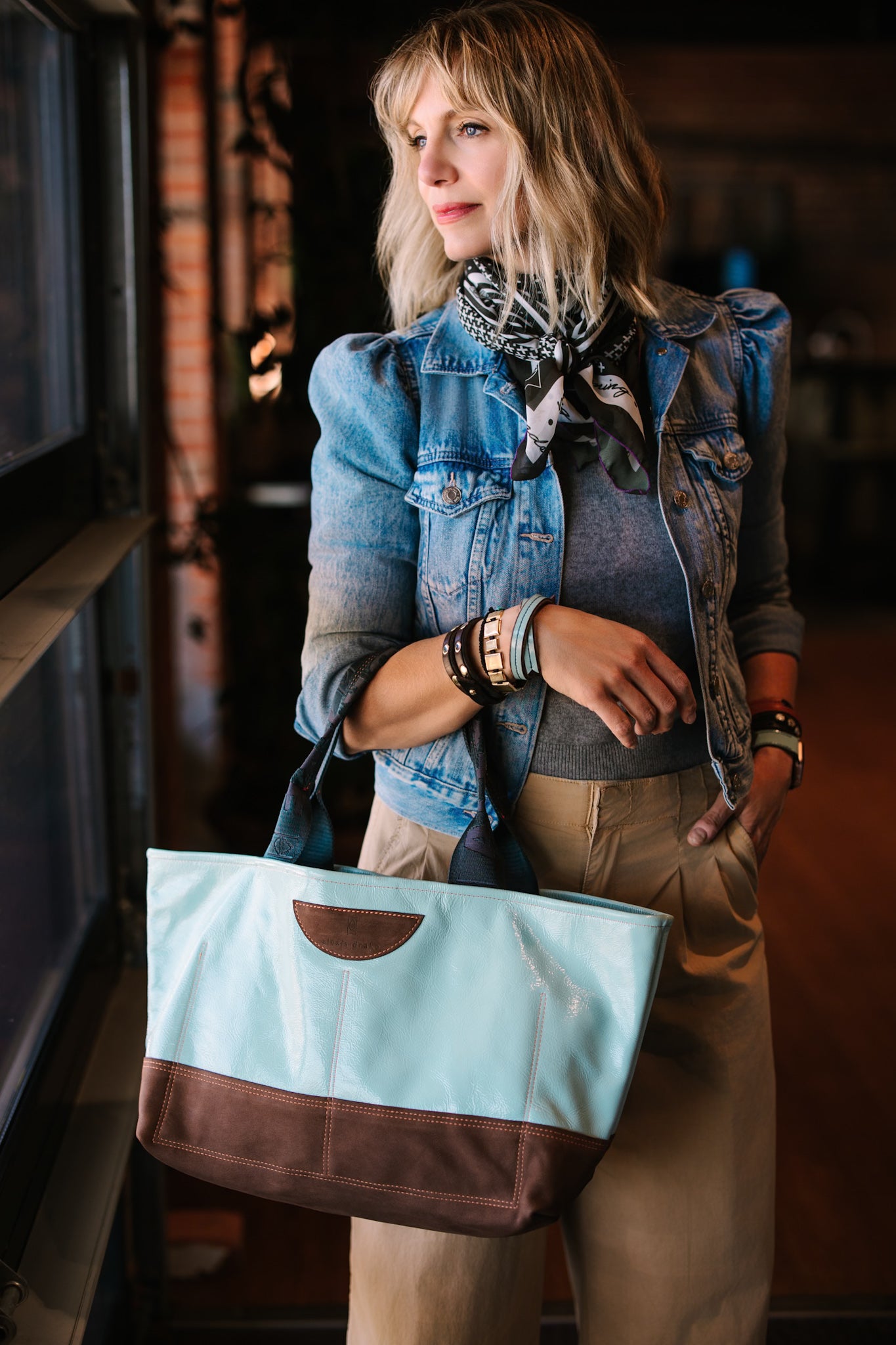 Autumn Reverie Collection | Getaway Tote | Ice Box Blue + Mocha Suede
