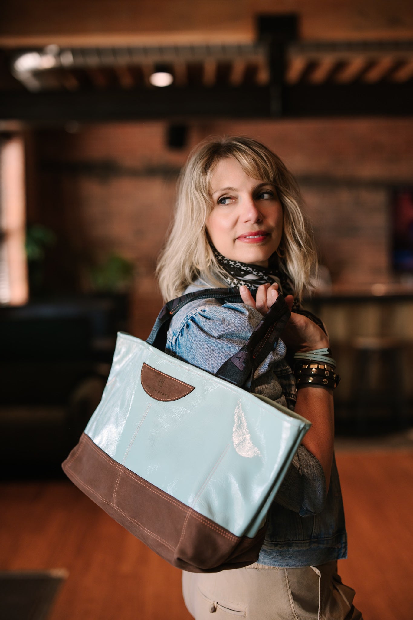 Autumn Reverie Collection | Getaway Tote | Ice Box Blue + Mocha Suede