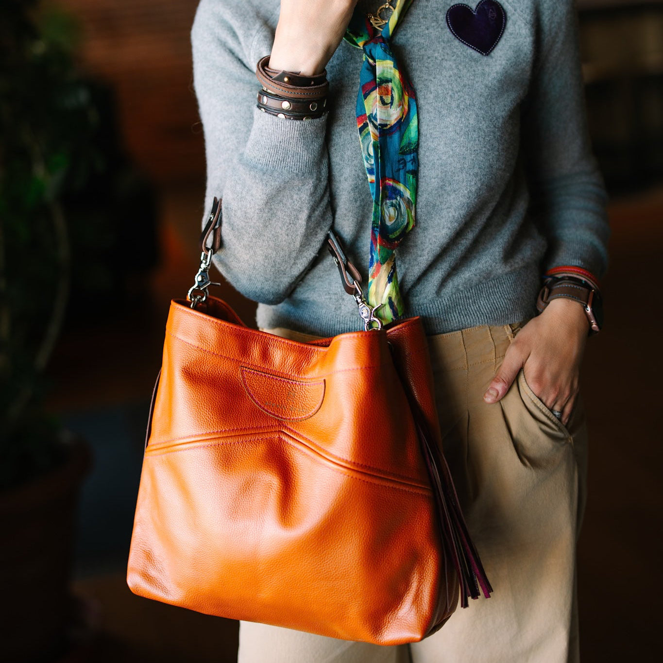 Autumn Reverie Collection | Eleanor Shoulder Tote | Rust Pebble