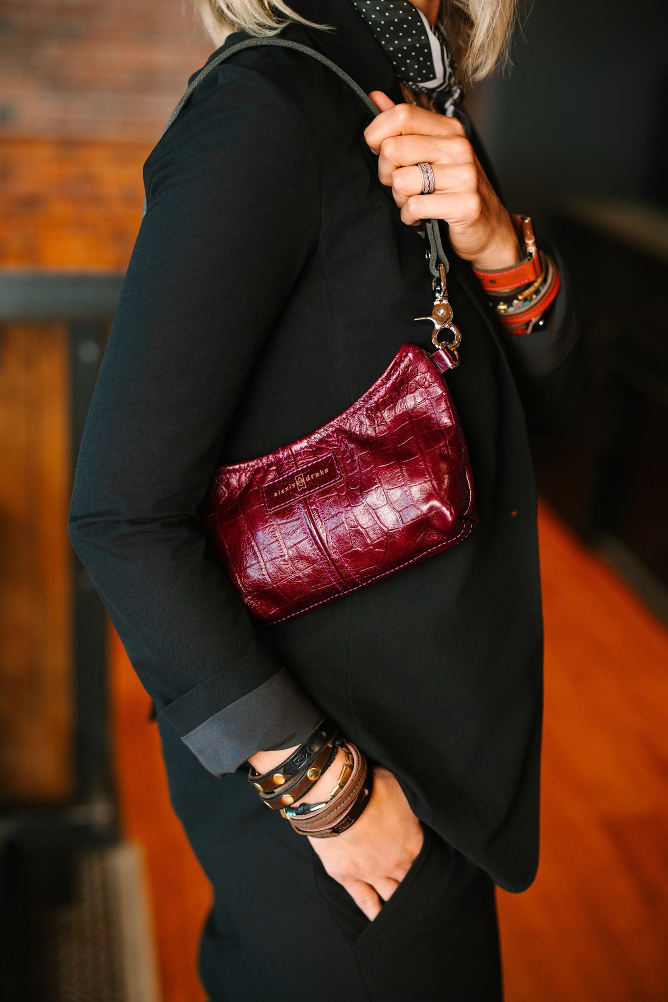 Autumn Reverie Collection | Penelope Crossbody | Plum Croc