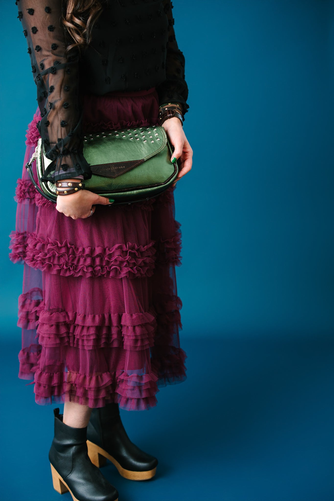 Midnight in Paris Collection | Adri Shoulder Tote | Emerald