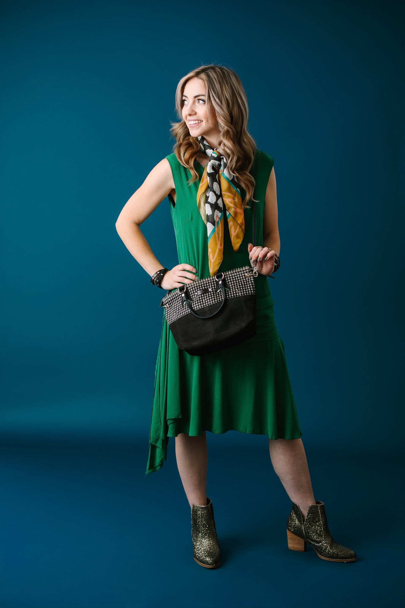 Midnight in Paris Collection | Coco Satchel + Crossbody | Houndstooth Hair-on-Hide + Noir Suede