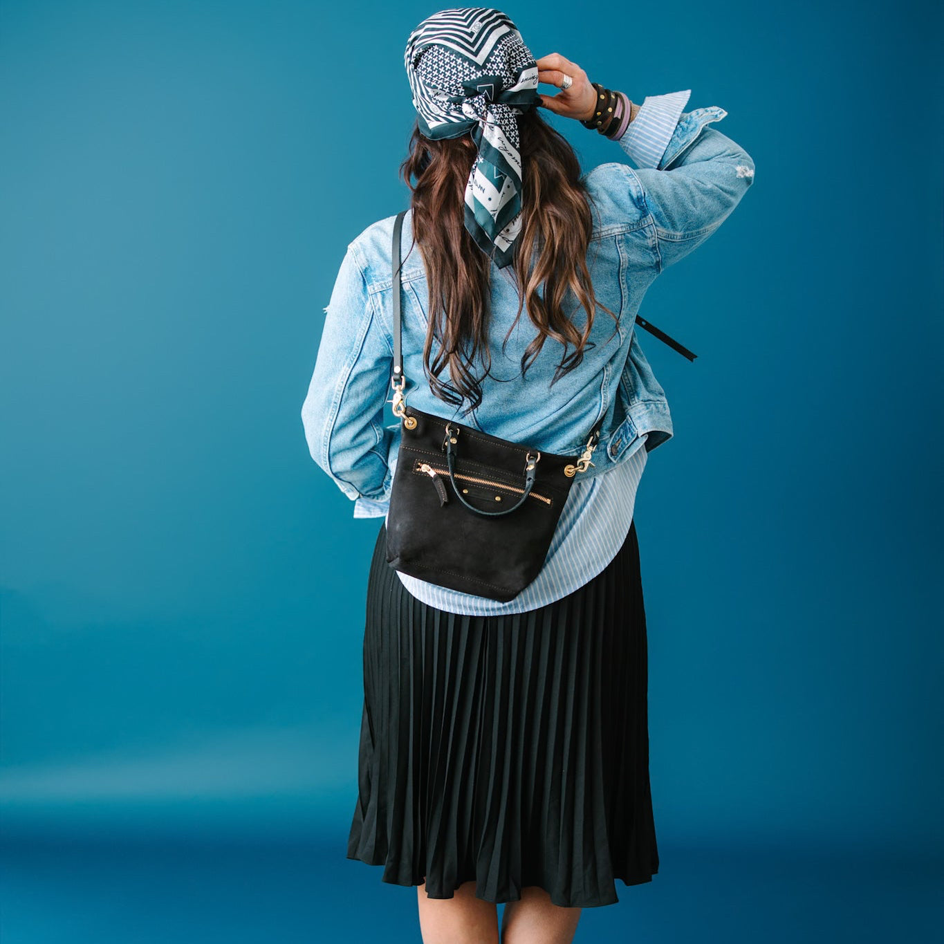 Midnight in Paris Collection | Amika Satchel + Crossbody | Noir Suede