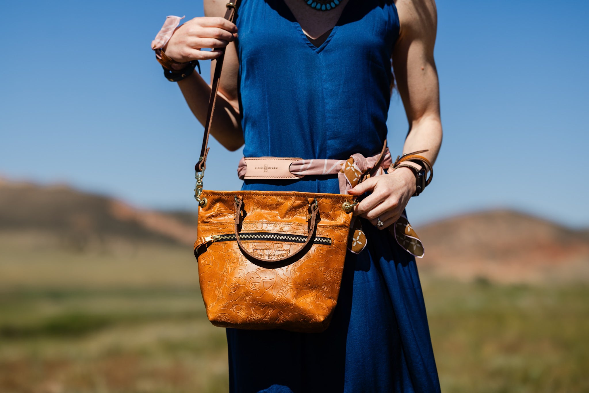 Vintage Cowgirl Collection | Amika Satchel + Crossbody | Golden Rose Embossed