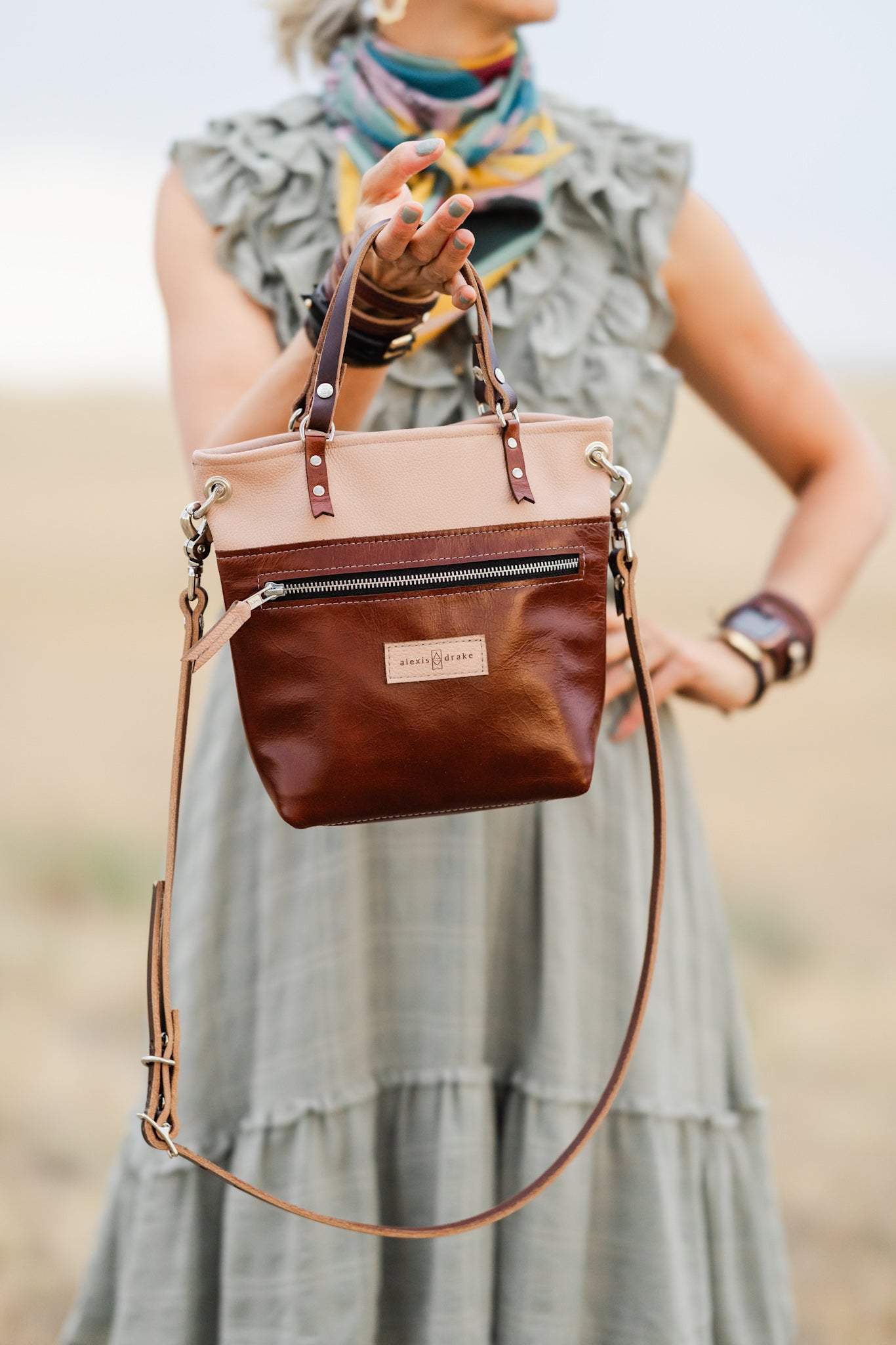 Open Range Collection | Amika Satchel + Crossbody | Dusty Rose + Rust