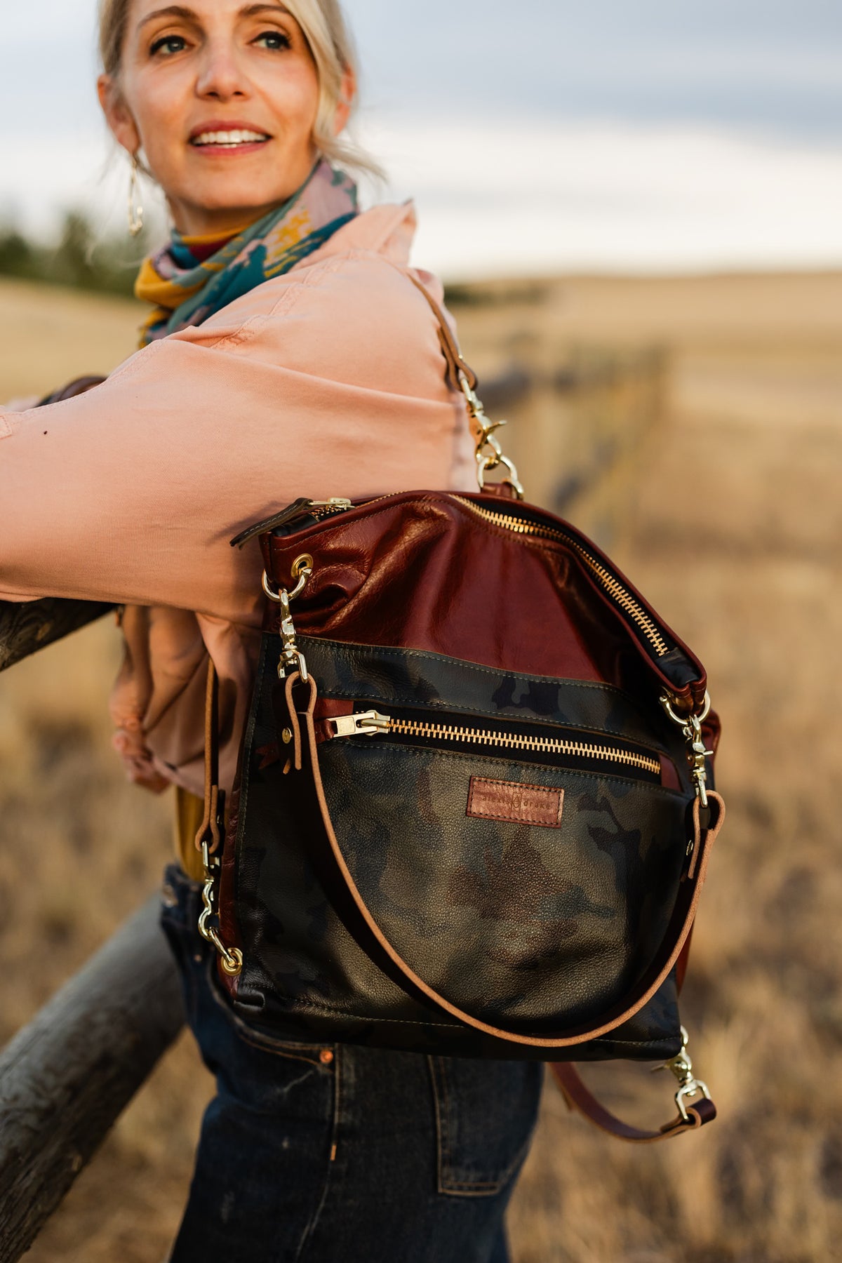 Open Range Collection | Backpack Shoulder Tote | Rust + Camo