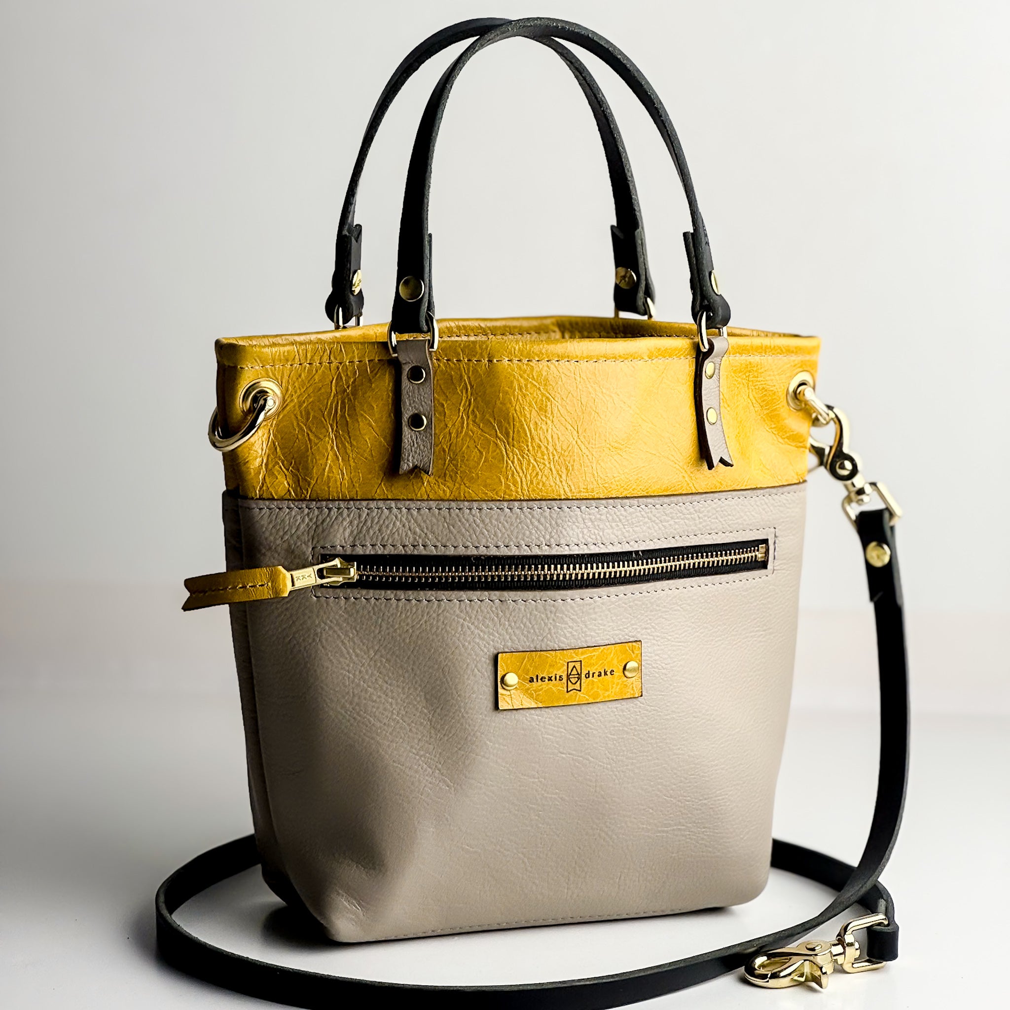Relaxed Riviera Collection | Amika Satchel + Crossbody | Sunrise Yellow + Linen Gray
