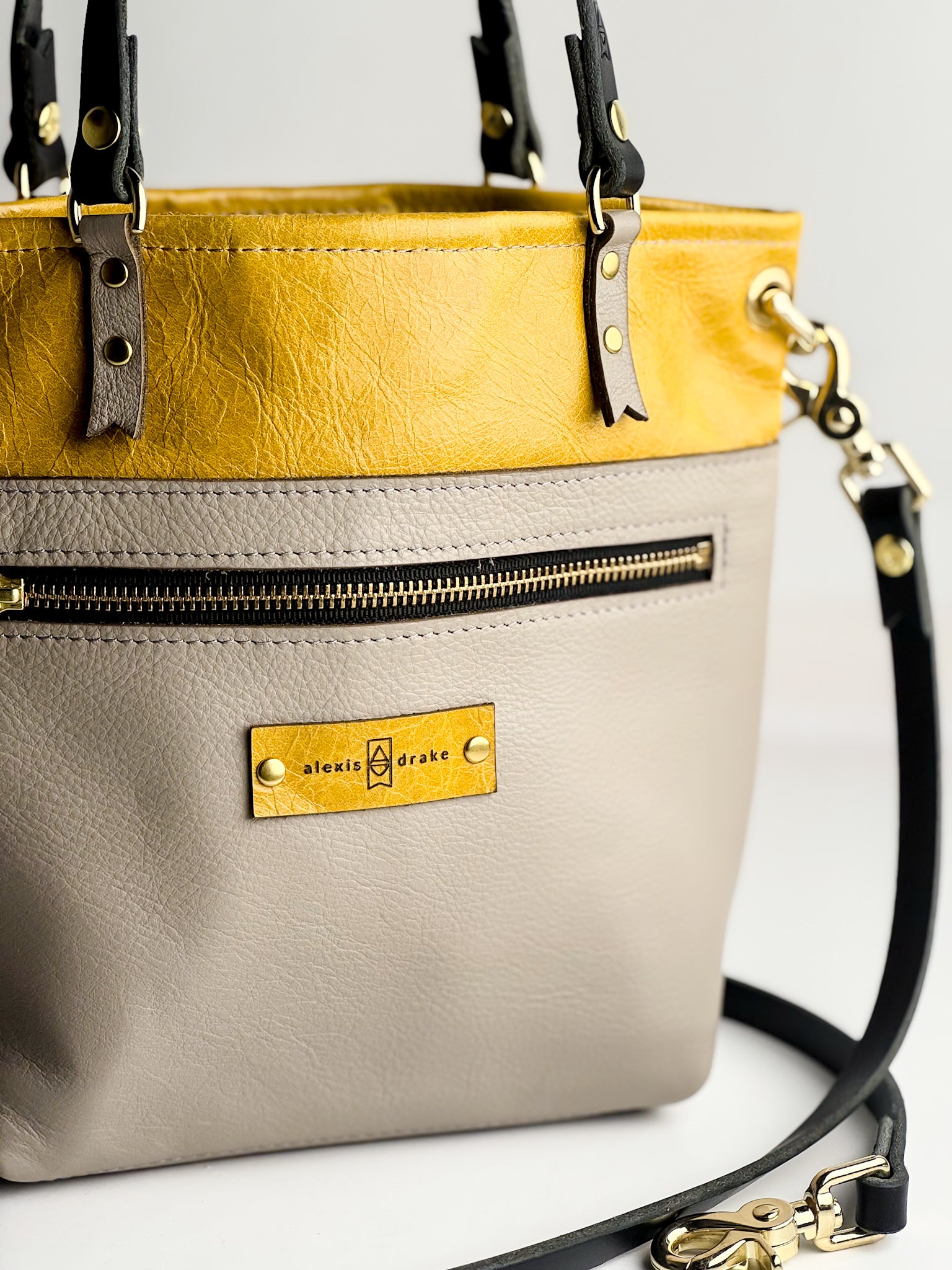 Relaxed Riviera Collection | Amika Satchel + Crossbody | Sunrise Yellow + Linen Gray