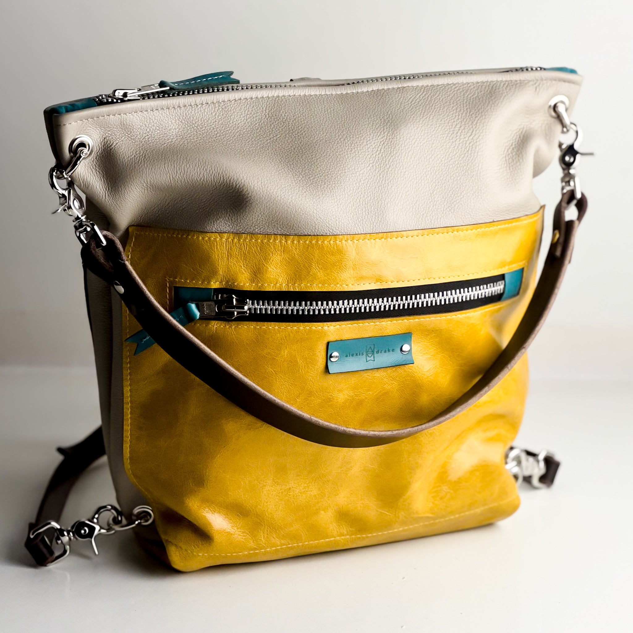 Relaxed Riviera Collection | Backpack Shoulder Tote | Linen Gray + Sunrise Yellow