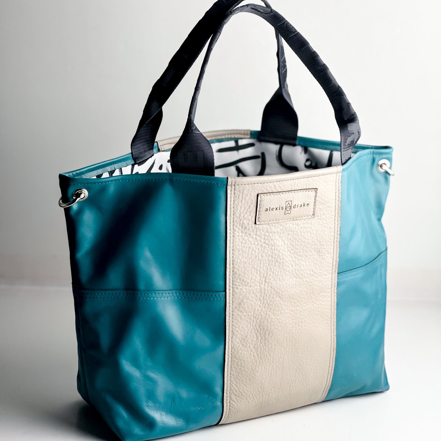 Relaxed Riviera Collection | Charlotte Shoulder Tote | Lagoon Blue + Linen Gray