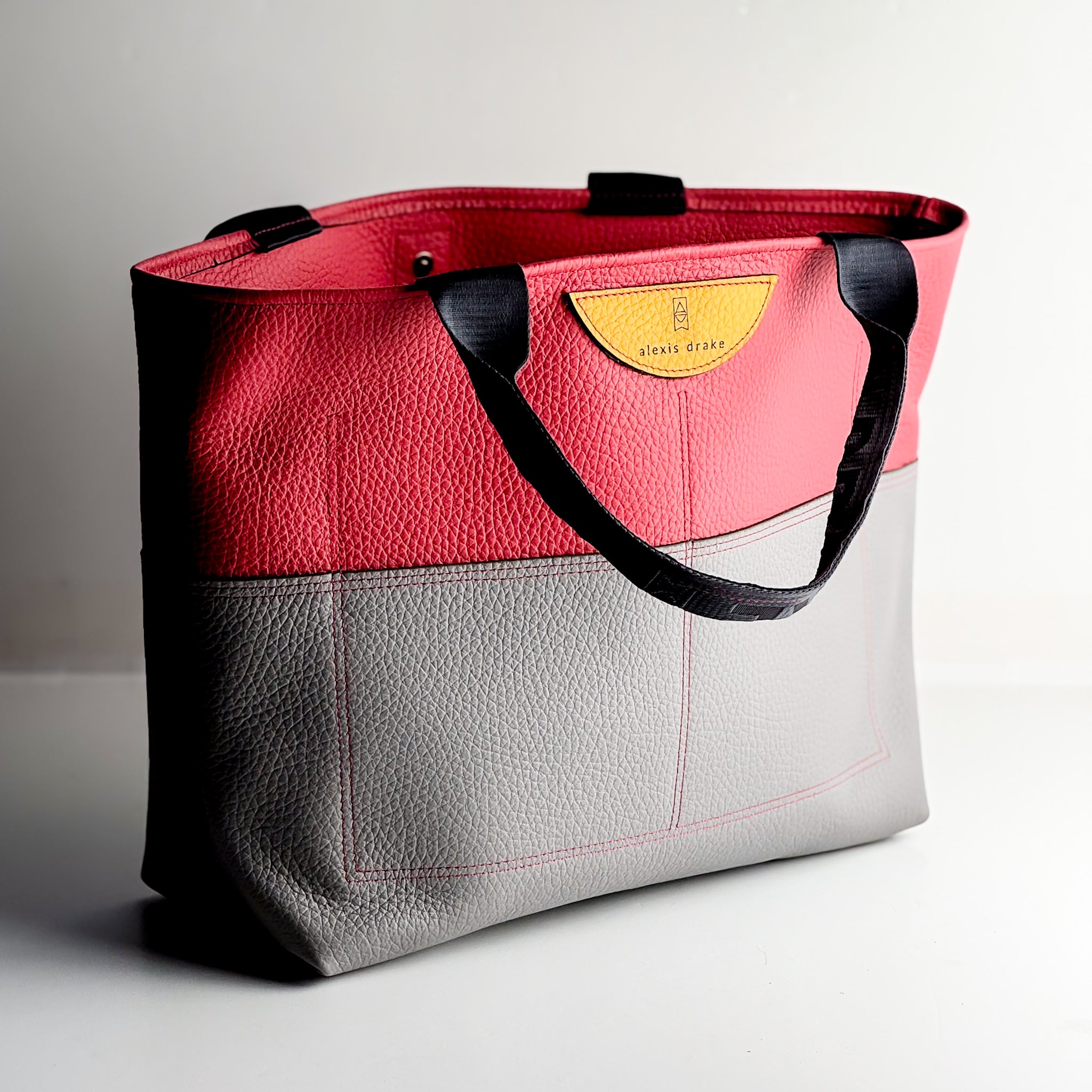 Luxe Collection | Charlotte Shoulder Tote | Coral + Light Gray