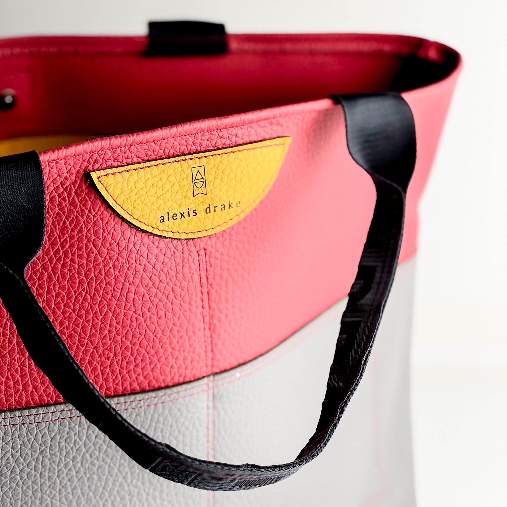 Luxe Collection | Charlotte Shoulder Tote | Coral + Light Gray