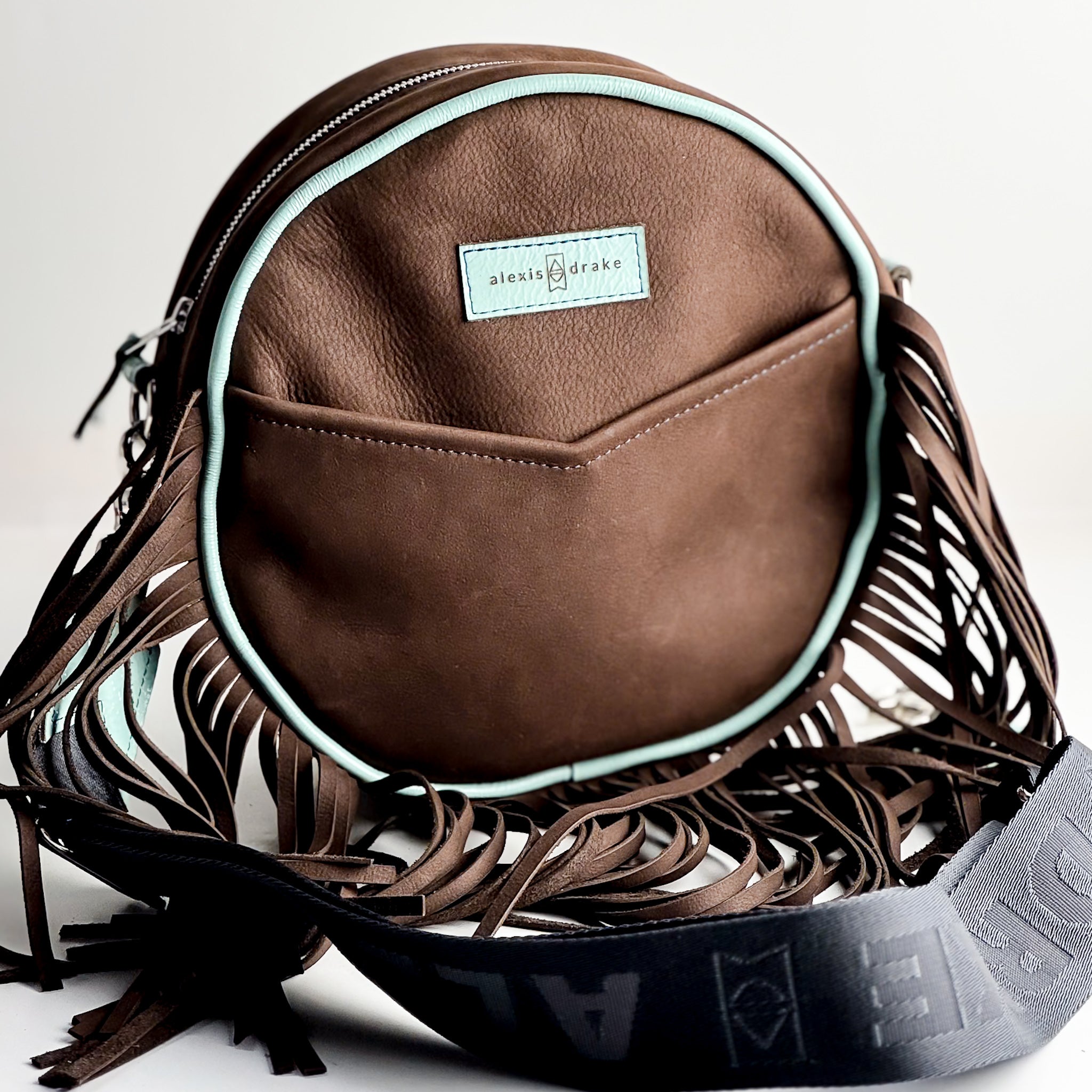 Autumn Reverie Collection | Flicka Crossbody | Mocha Suede + Ice Box Blue