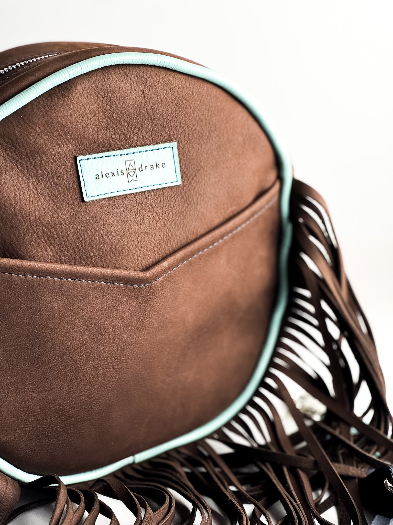 Autumn Reverie Collection | Flicka Crossbody | Mocha Suede + Ice Box Blue