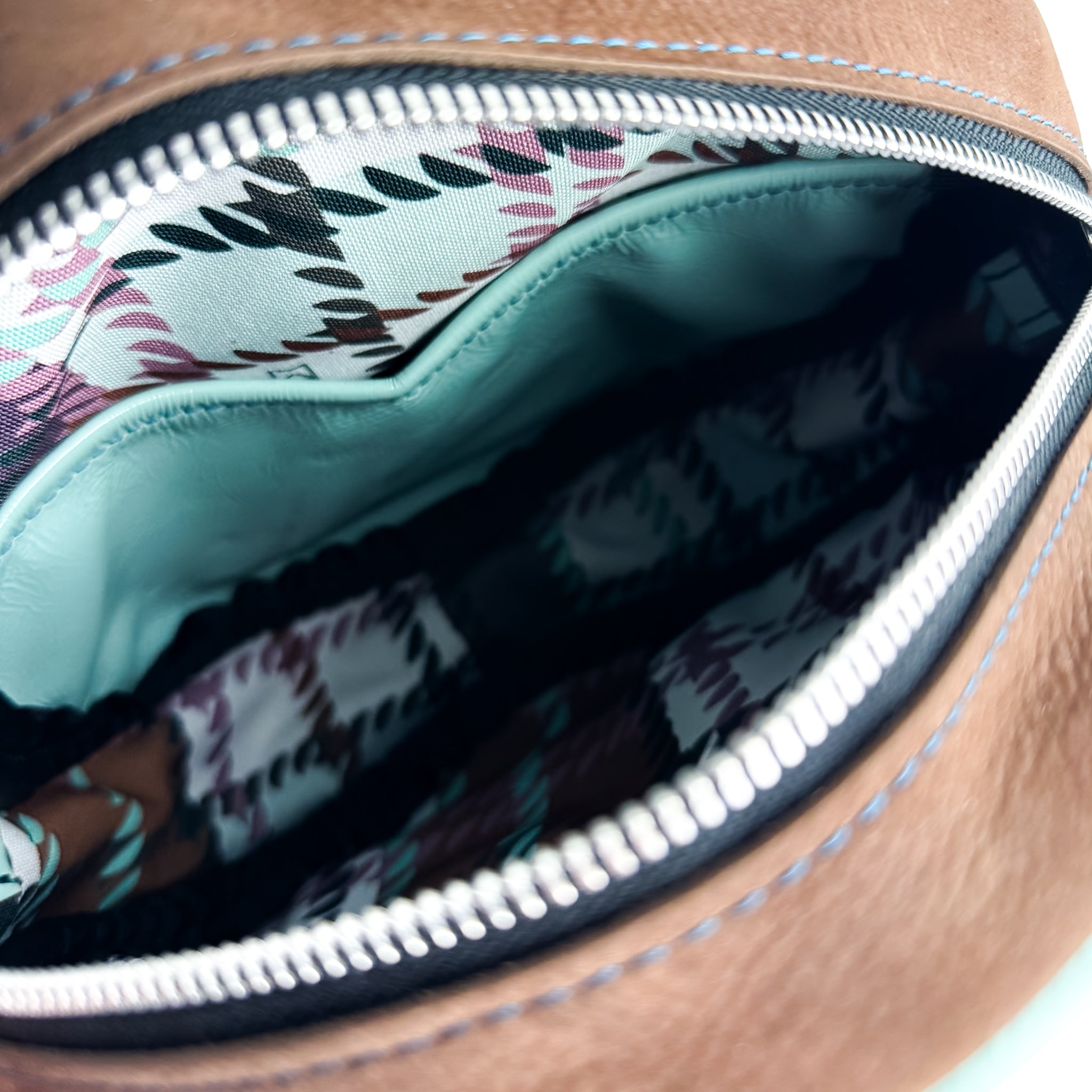 Autumn Reverie Collection | Flicka Crossbody | Mocha Suede + Ice Box Blue