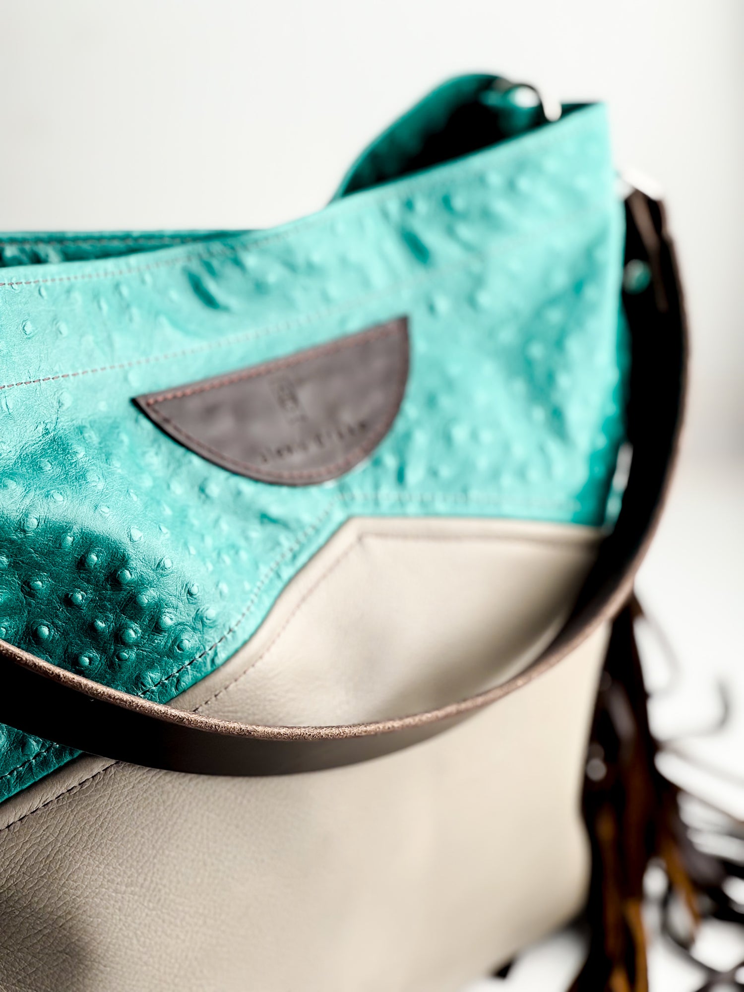 Arena Tradition Collection | Eleanor Shoulder Tote + Crossbody | Cactus Ostrich + Stone Gray