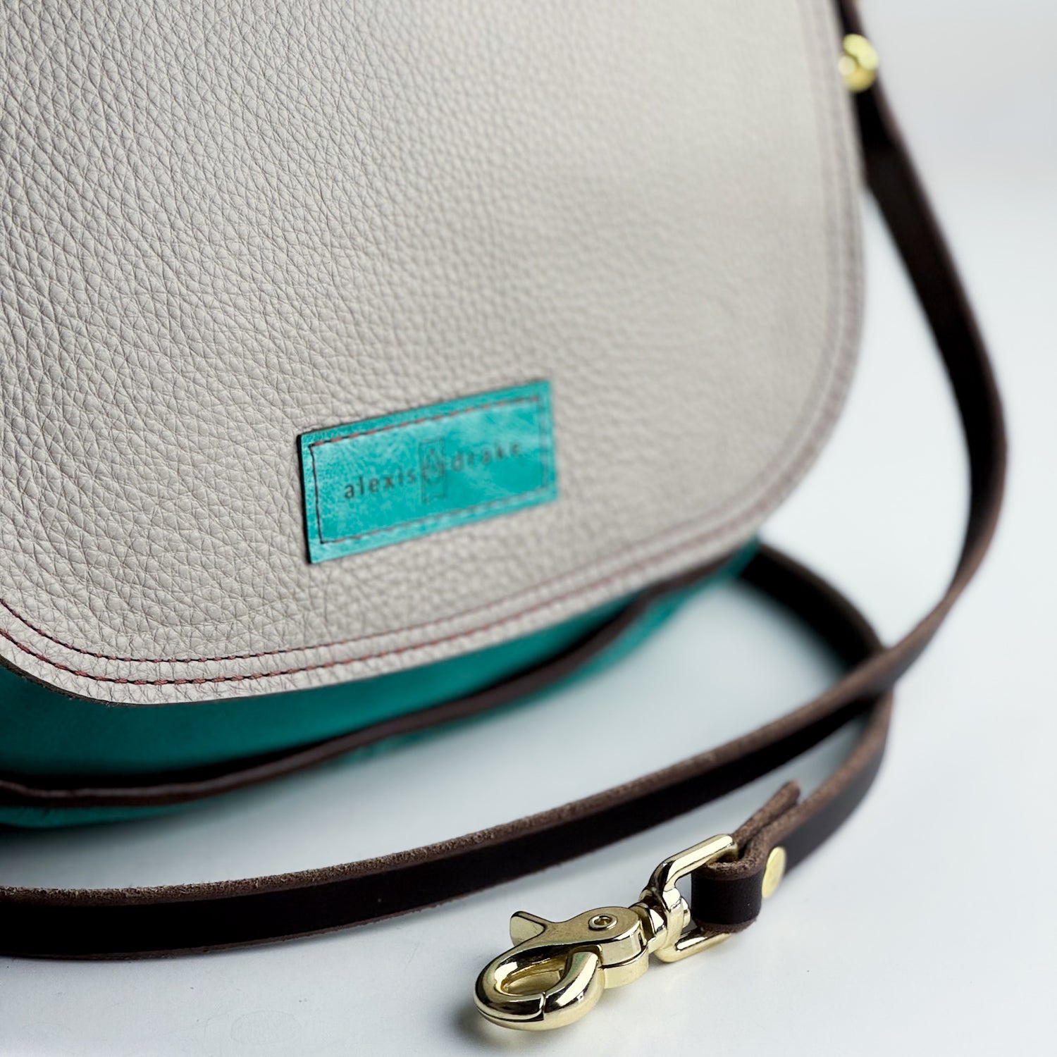 Arena Tradition Collection | Mini E Crossbody | Stone Gray + Cactus