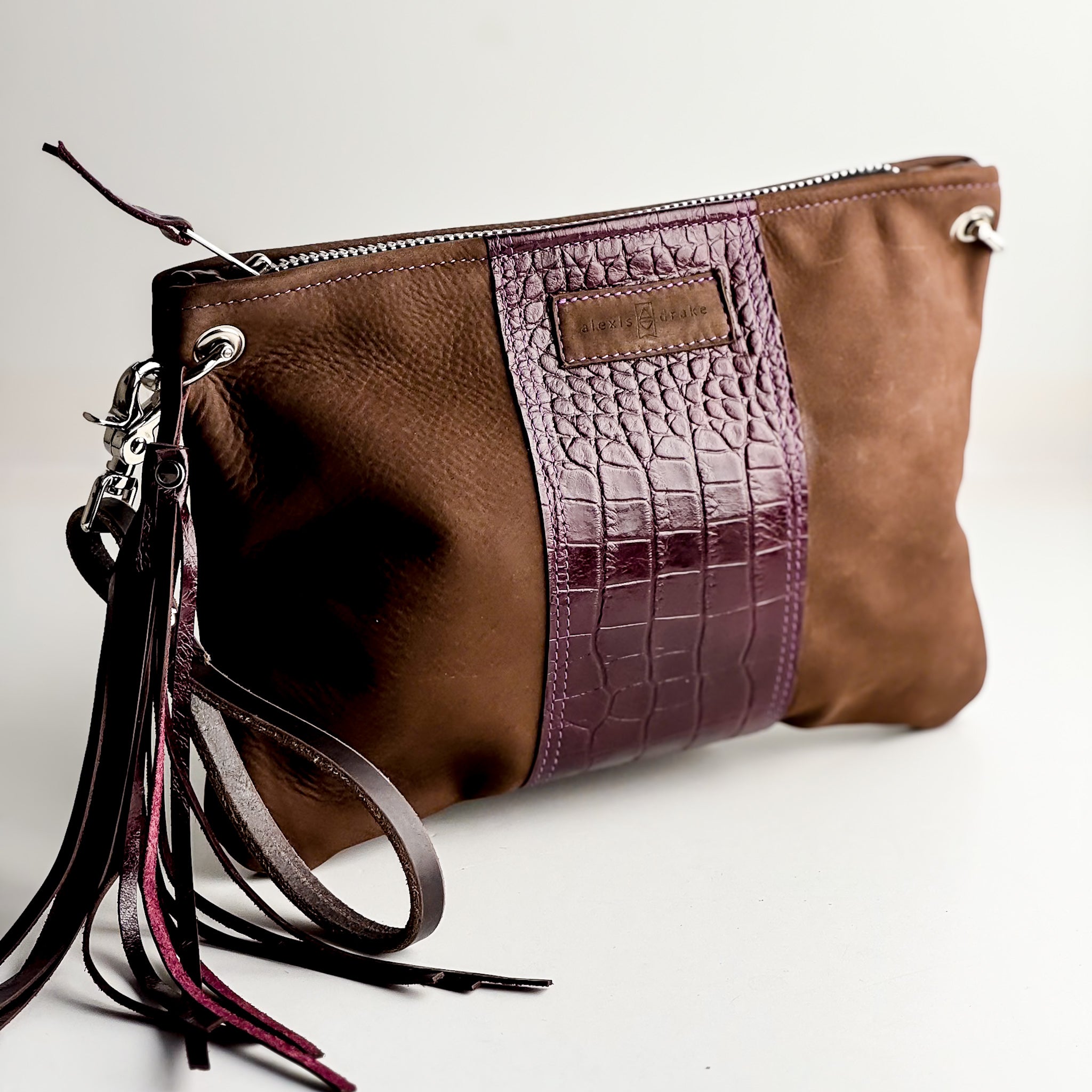 Autumn Reverie Collection | Jackie Clutch | Mocha Suede + Plum Croc