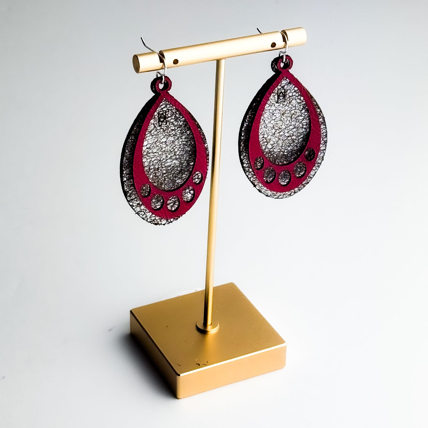 Jewelry | Oval Leather Earrings | Sparkle + Pink