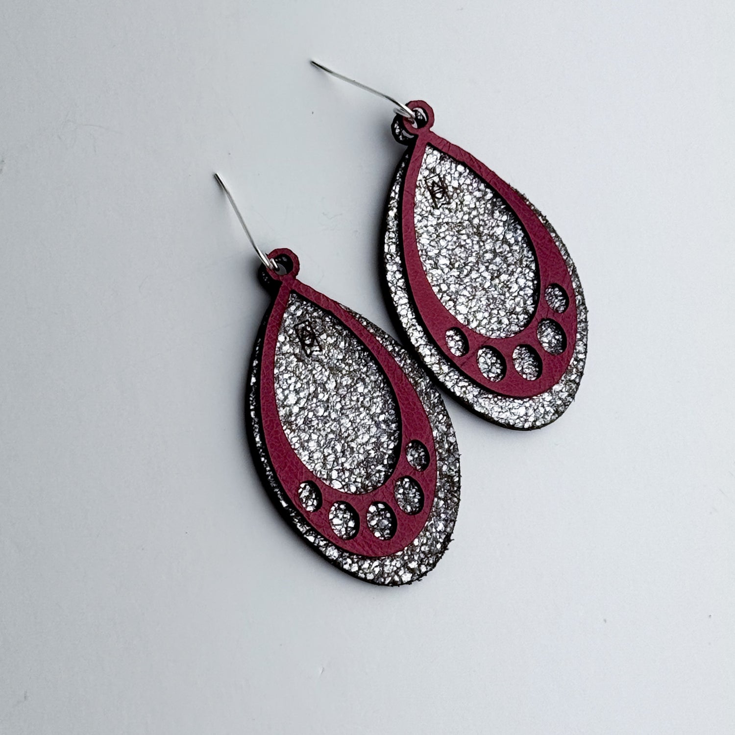 Jewelry | Oval Leather Earrings | Sparkle + Pink