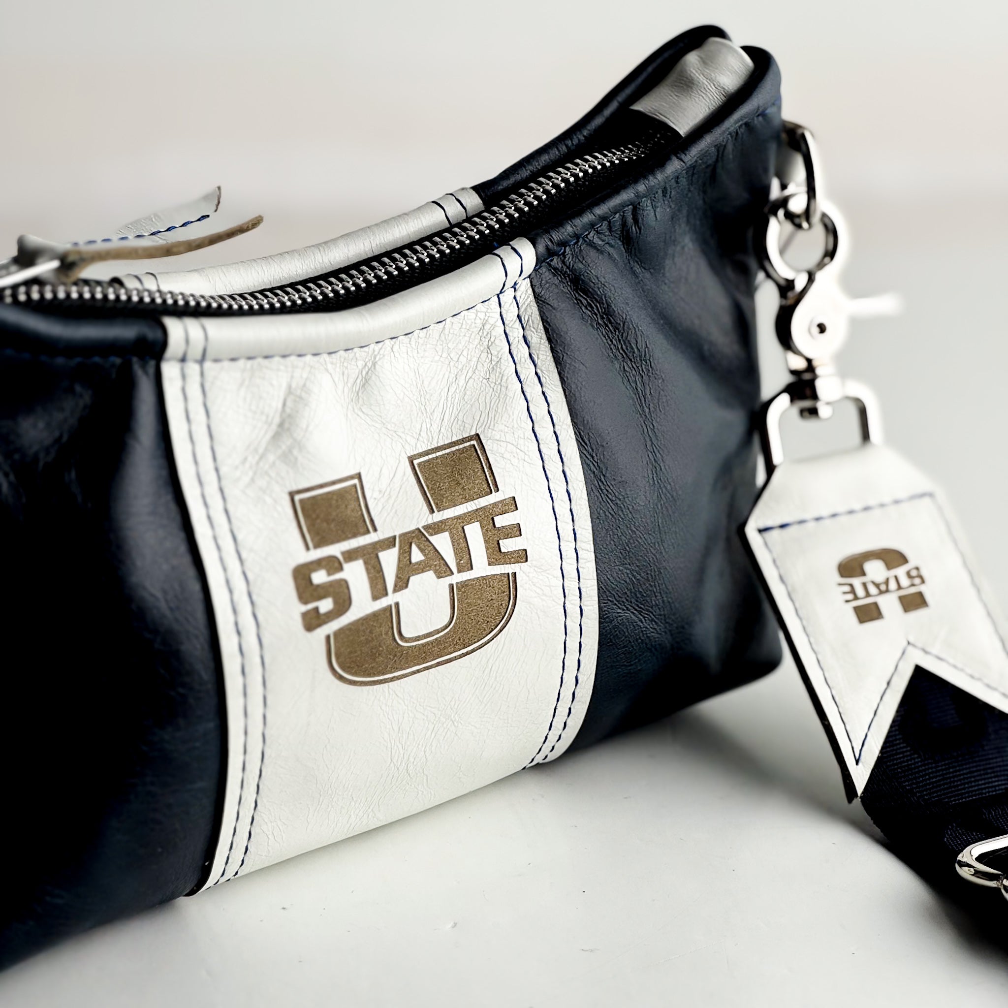 Utah State University Collection | Penelope Crossbody | Navy + White
