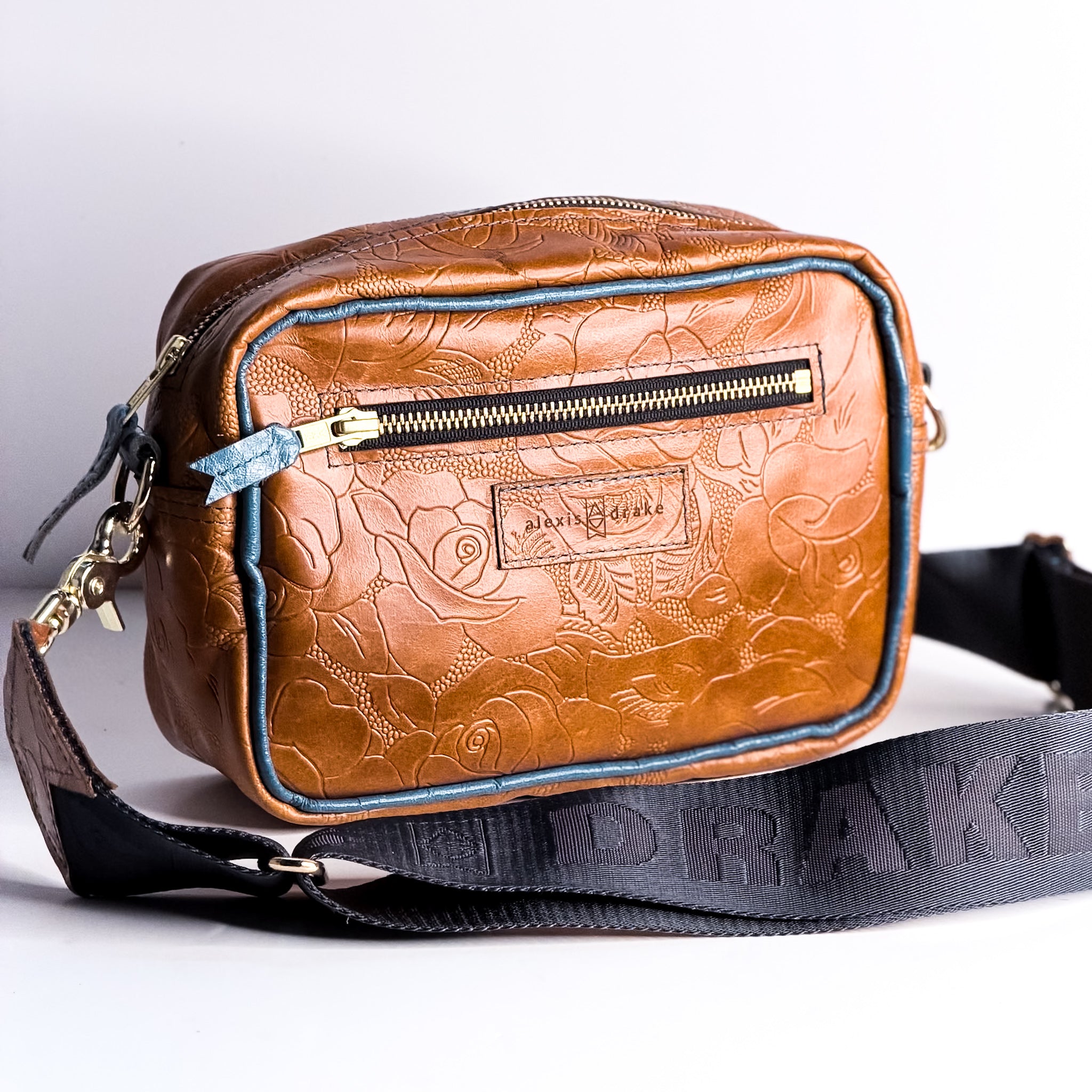 Vintage Cowgirl Collection | Maeve Crossbody | Golden Rose Embossed + Denim