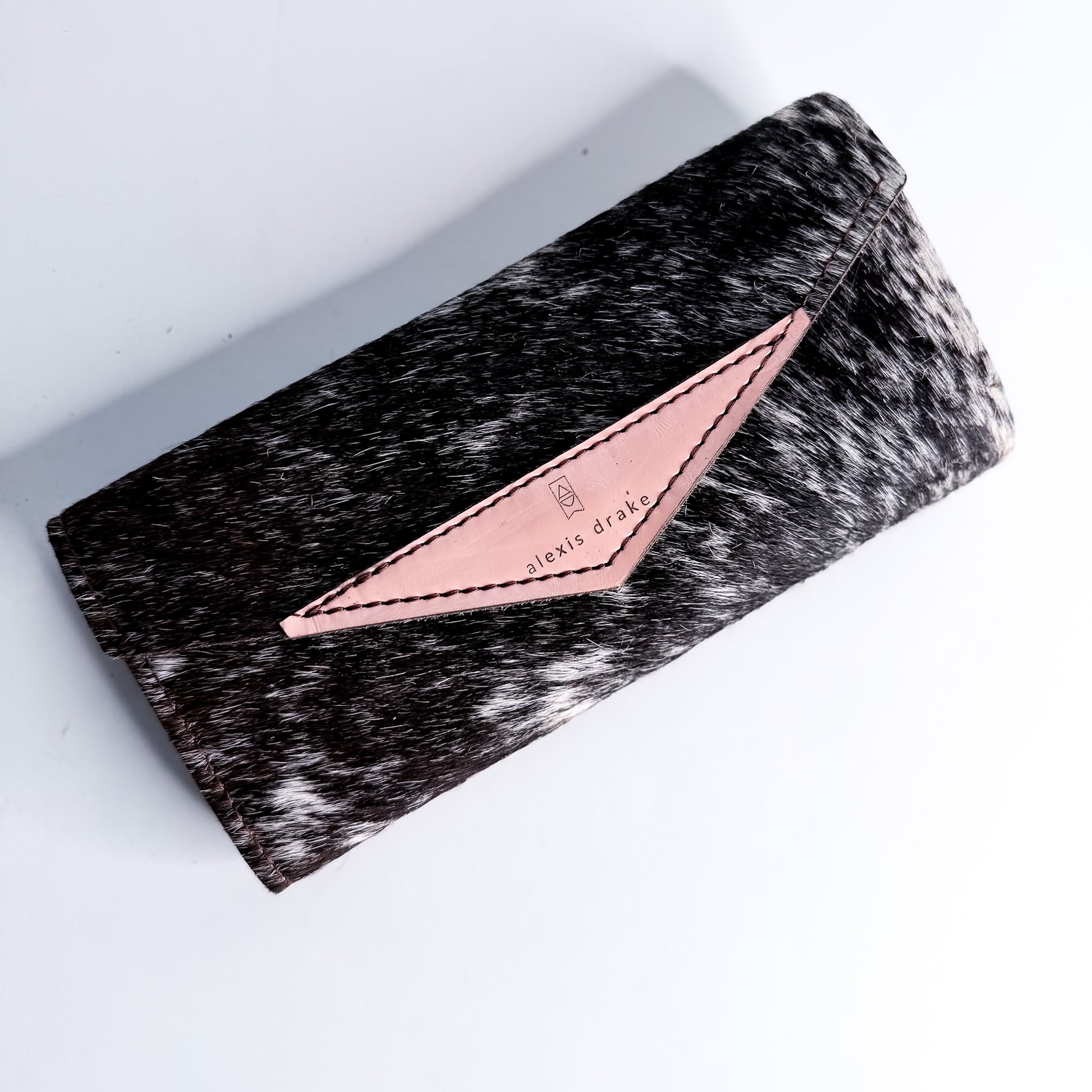 Vintage Cowgirl Collection | Genevieve Wallet | Brown + White Hair-on-Hide + Pink Patent