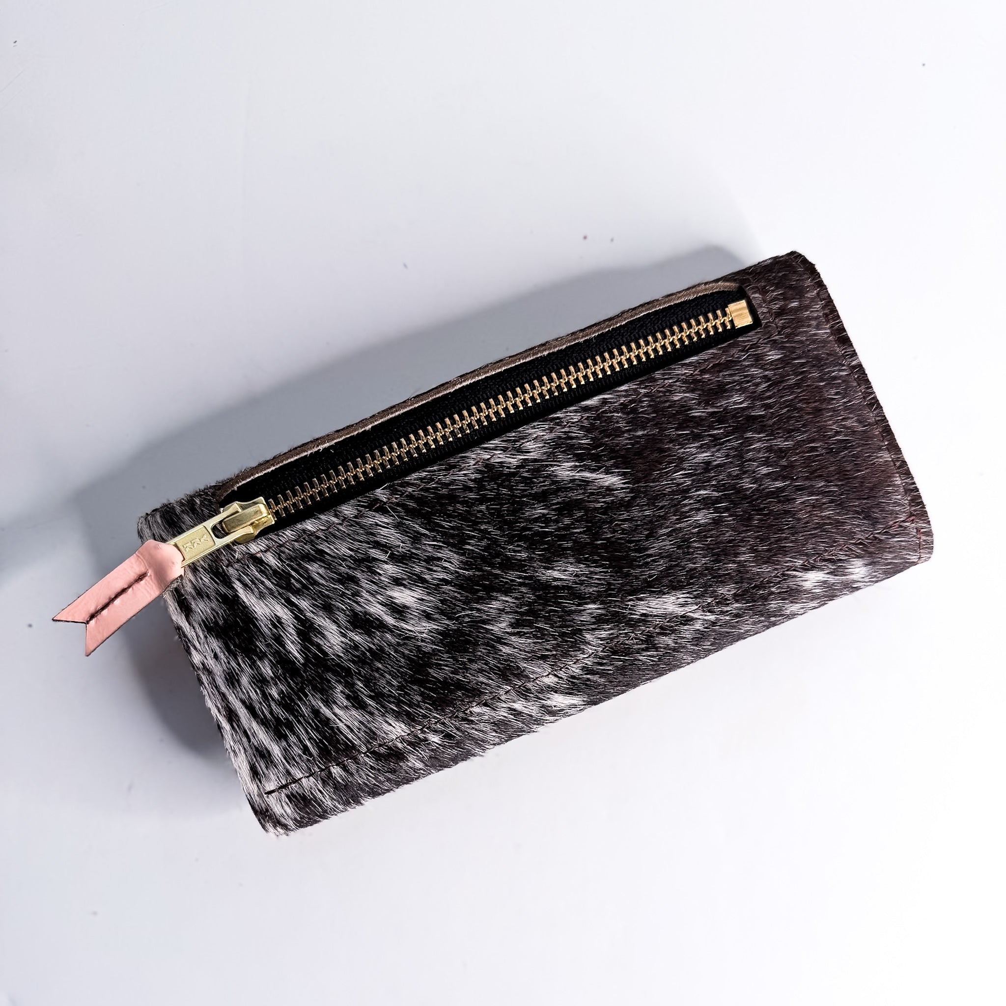 Vintage Cowgirl Collection | Genevieve Wallet | Brown + White Hair-on-Hide + Pink Patent