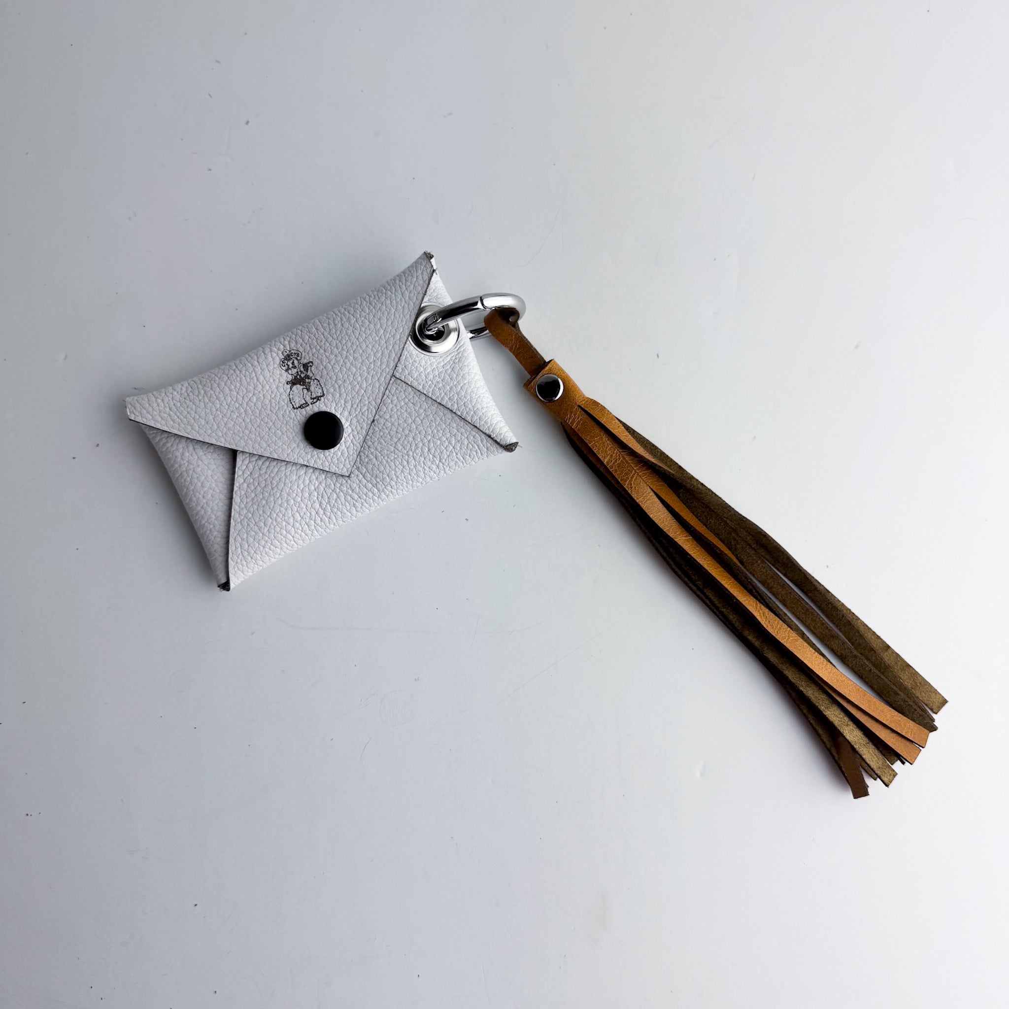 Steamboat Collection | Keychain | Leather Wallet Pouch + Tassel | White + Butter