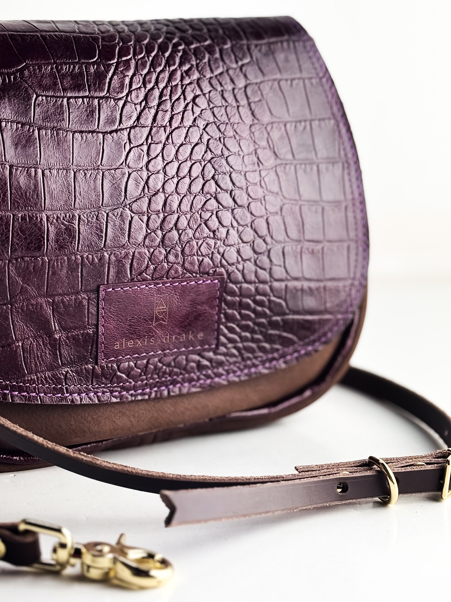 Autumn Reverie Collection | Mini E Crossbody | Plum Croc