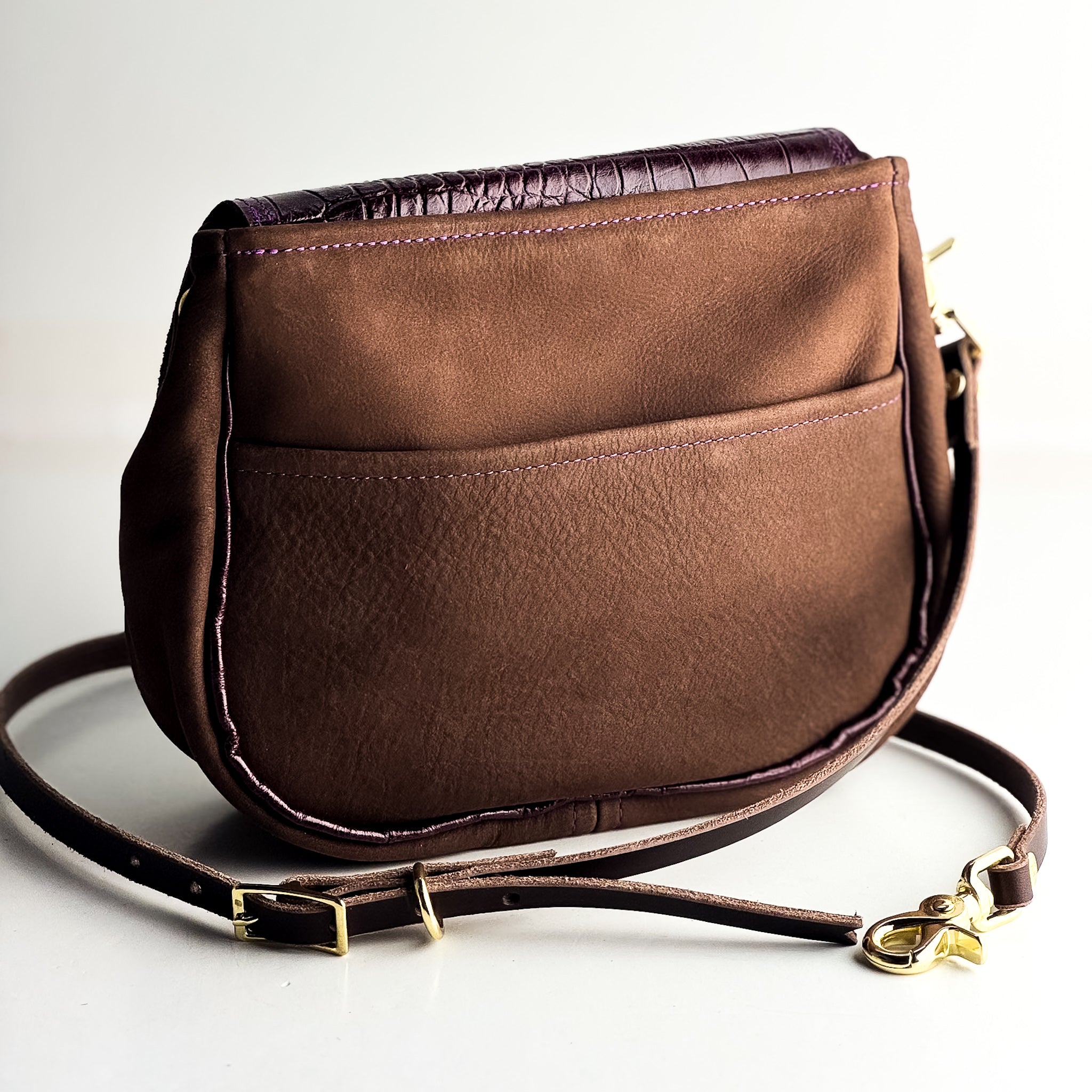 Autumn Reverie Collection | Mini E Crossbody | Plum Croc