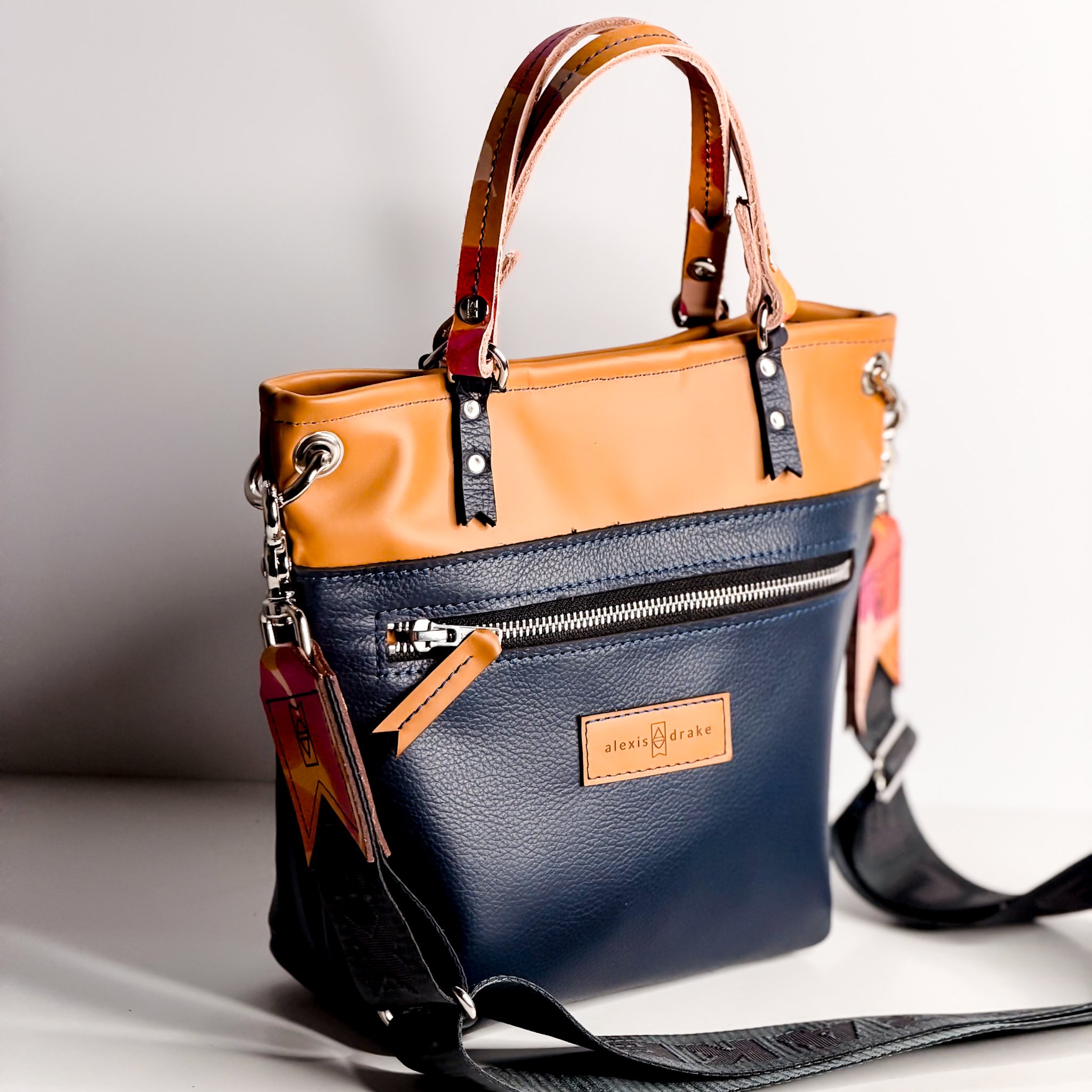 Color Theory Collection | Amika Satchel + Crossbody | Mustard + Midnight Navy