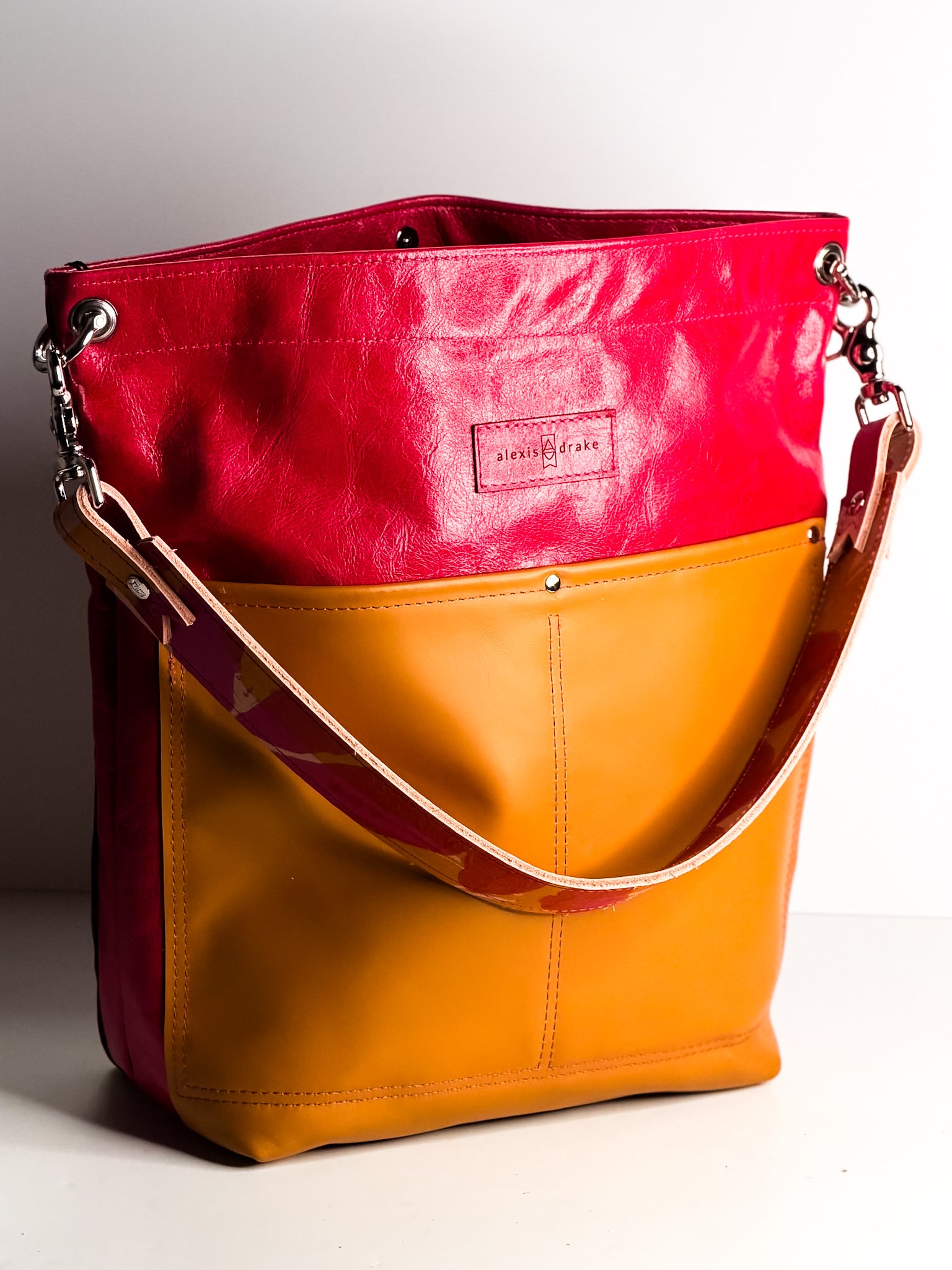 Color Theory Collection | Train Shoulder Tote | Wild Berry + Mustard