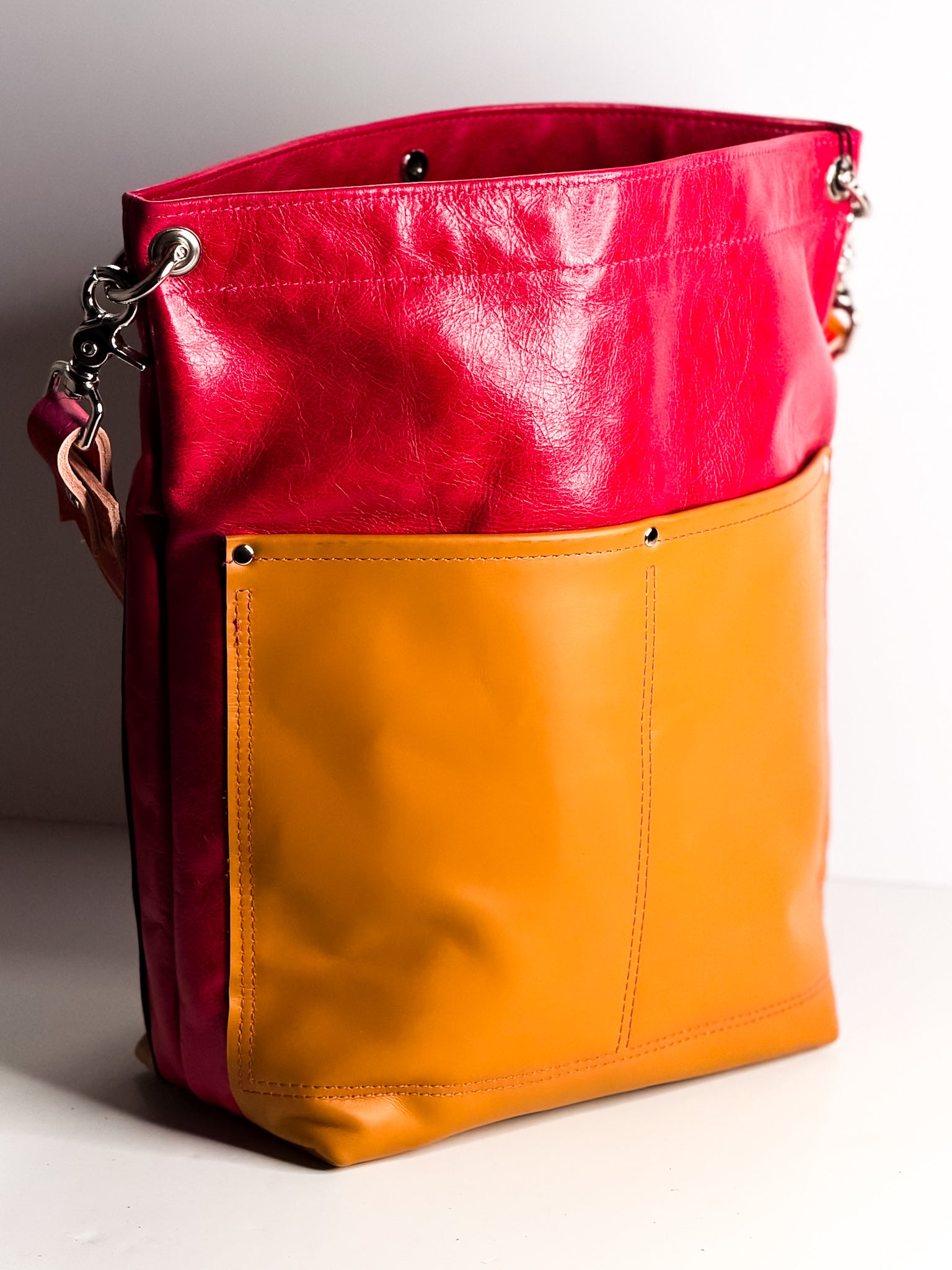 Color Theory Collection | Train Shoulder Tote | Wild Berry + Mustard