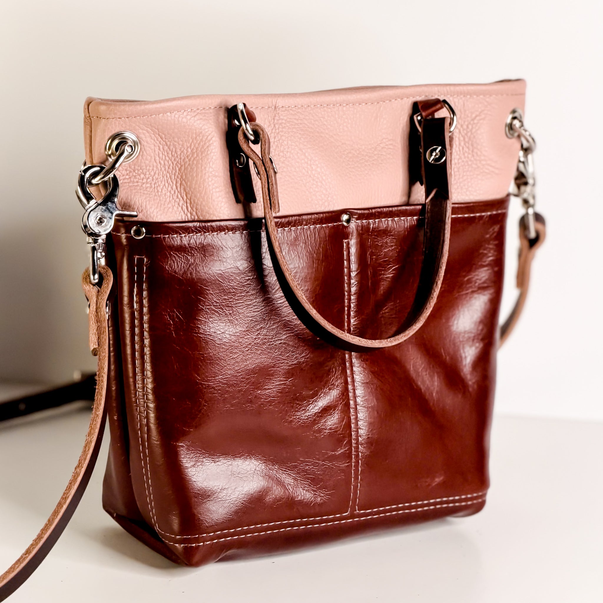 Open Range Collection | Amika Satchel + Crossbody | Dusty Rose + Rust