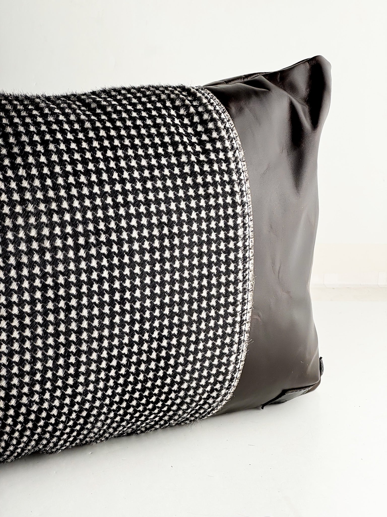 Home Collection | Small Lumbar Pillow | Houndstooth Hair-on-Hide + Rocky