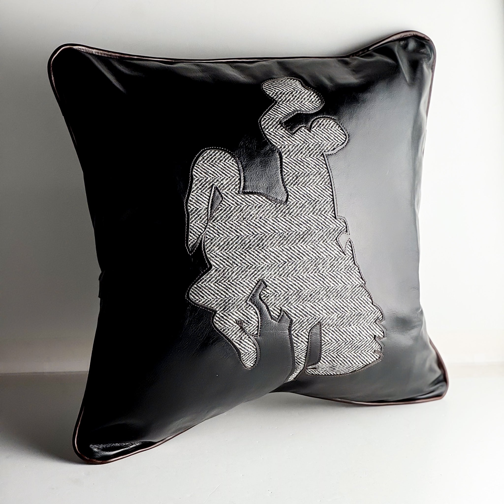 Home Collection | Square Pillow | Steamboat | Black + Herringbone Wool