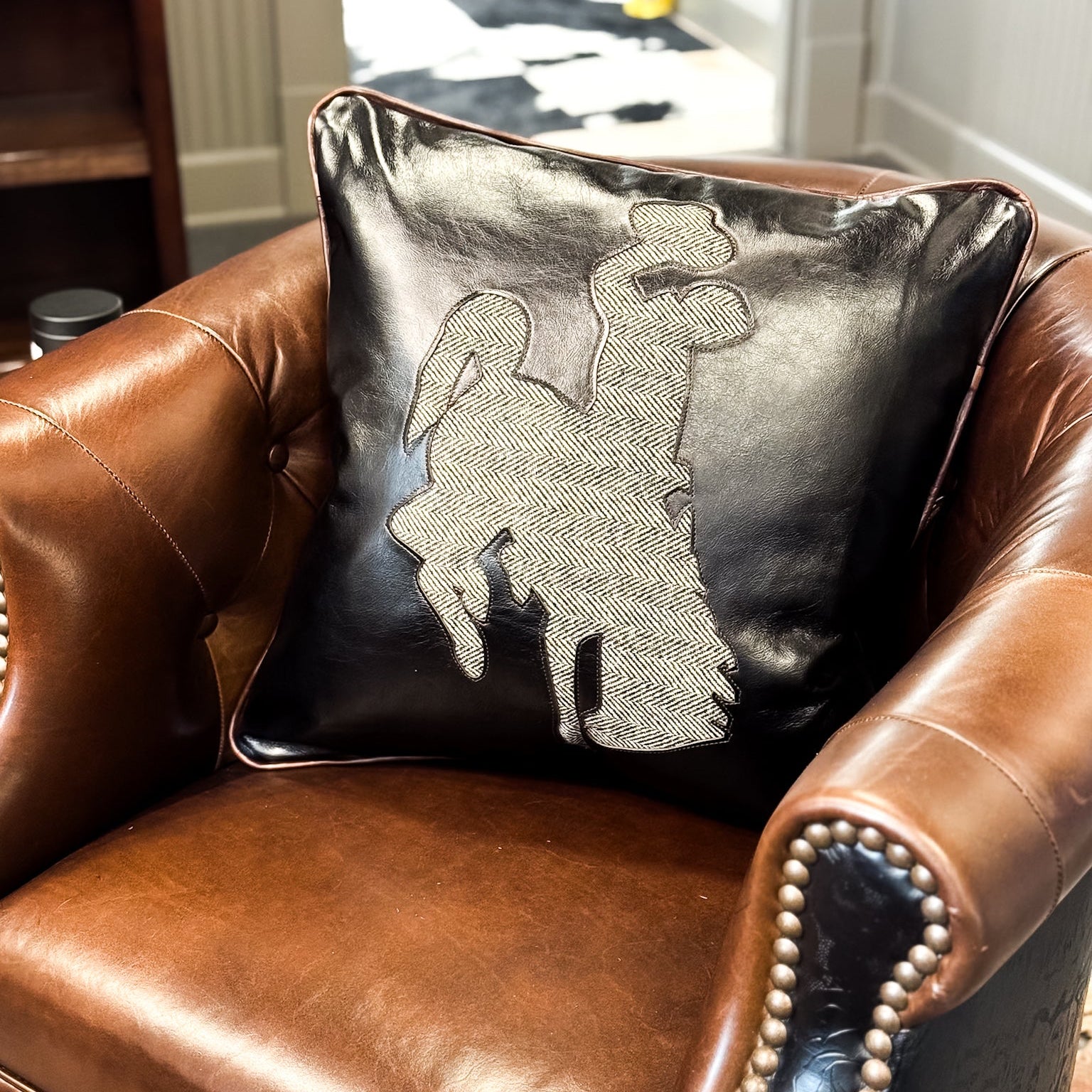Home Collection | Square Pillow | Steamboat | Black + Herringbone Wool