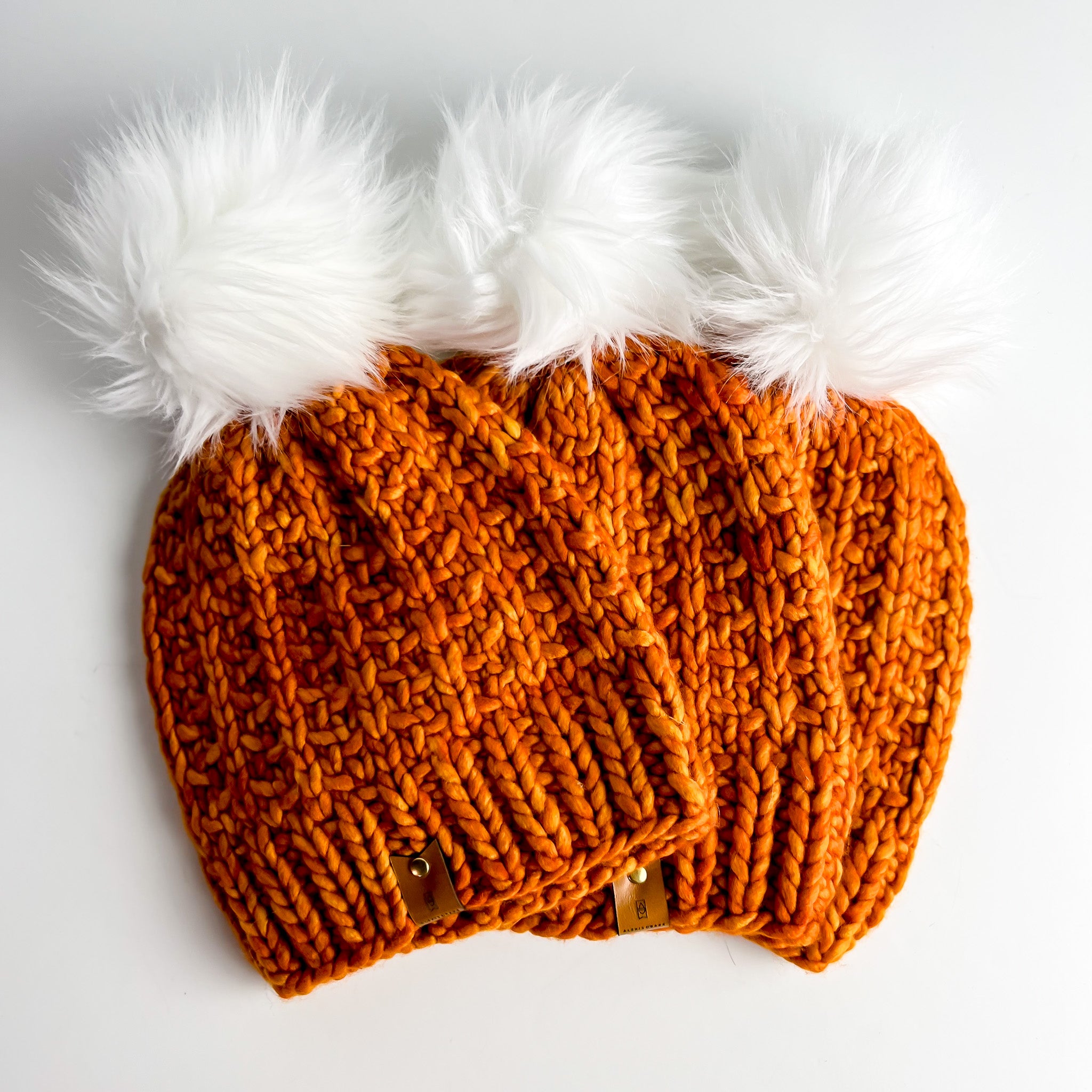 Wool Hat | Tangerine | White Pom