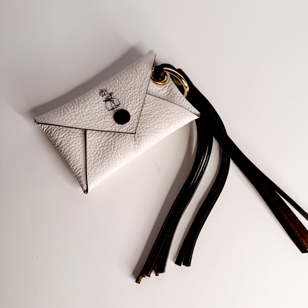 Steamboat Collection | Keychain | Leather Wallet Pouch + Tassel | White Pebble + Rocky