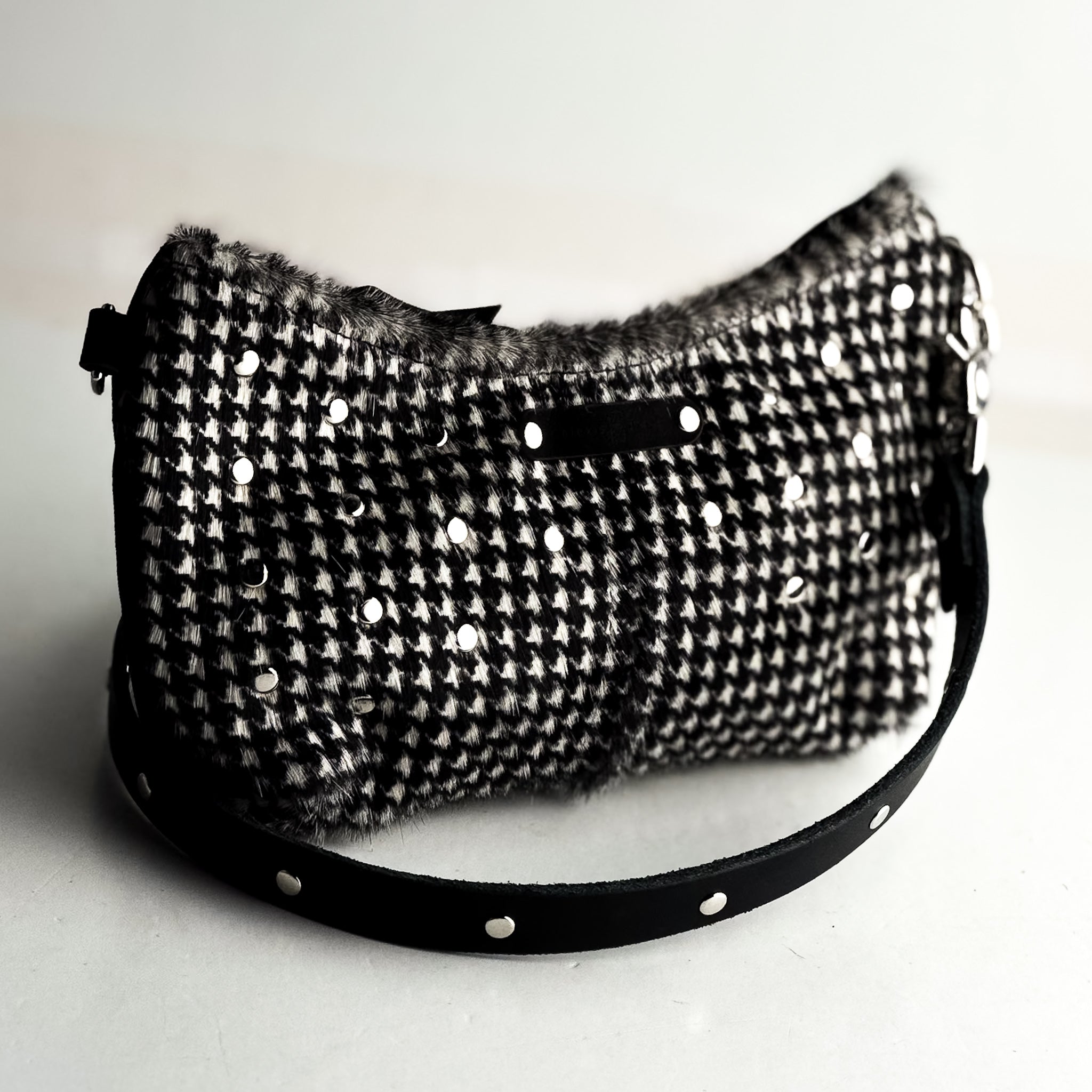 Midnight in Paris Collection | Penelope Crossbody | Houndstooth Hair-on-Hide