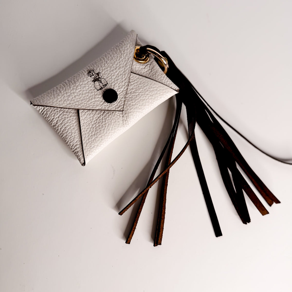 Steamboat Collection | Keychain | Leather Wallet Pouch + Tassel | White Pebble + Rocky