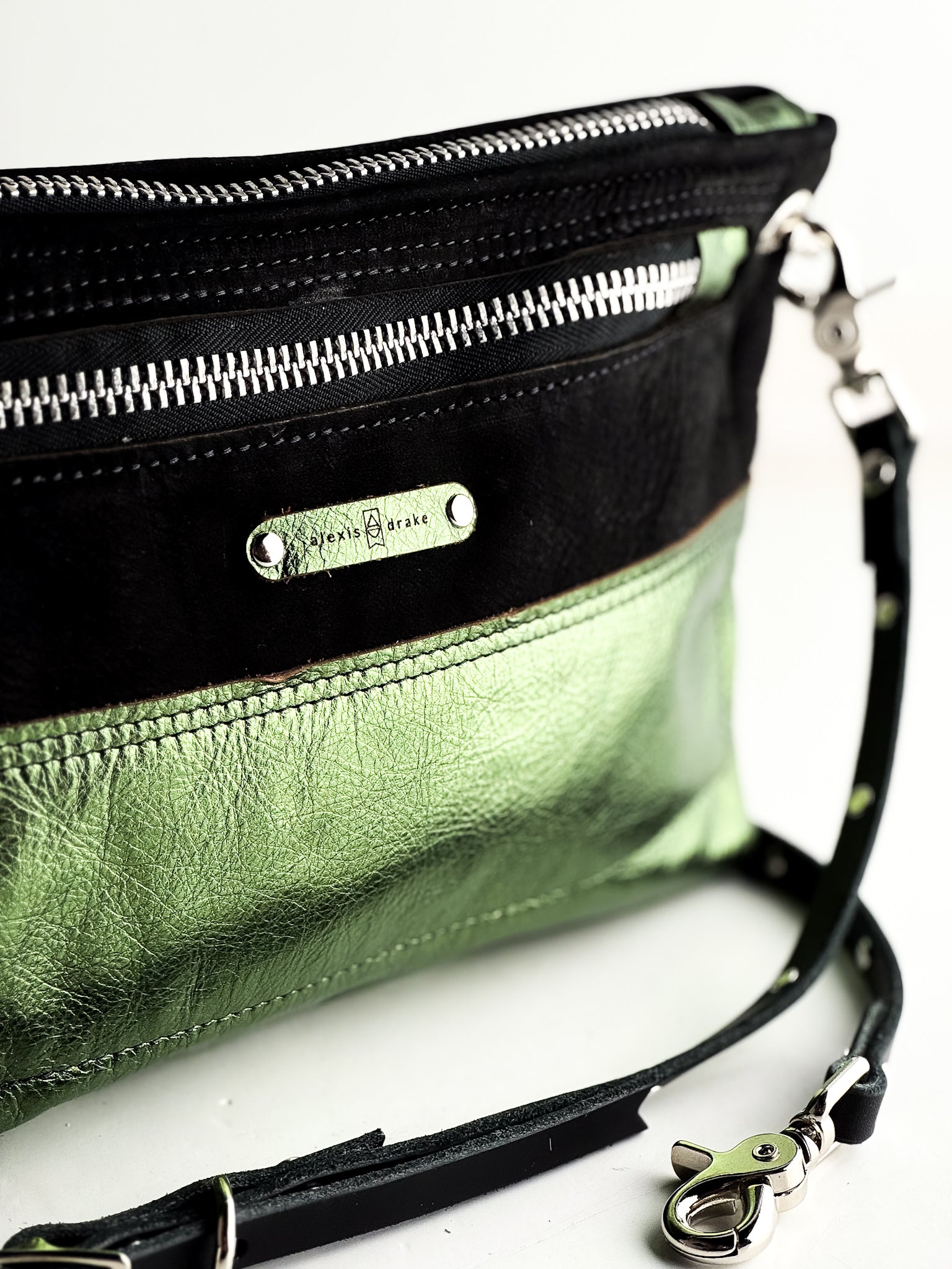 Midnight in Paris Collection | Sophie Crossbody | Noir Suede + Emerald