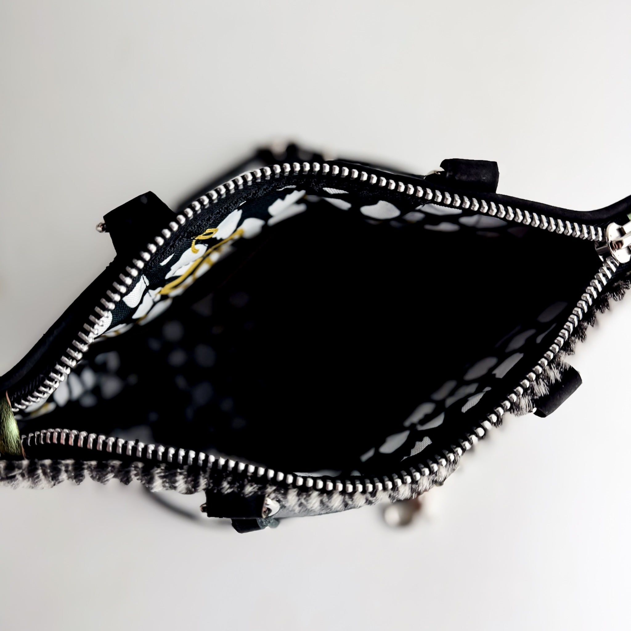 Midnight in Paris Collection | Coco Satchel + Crossbody | Houndstooth Hair-on-Hide + Noir Suede